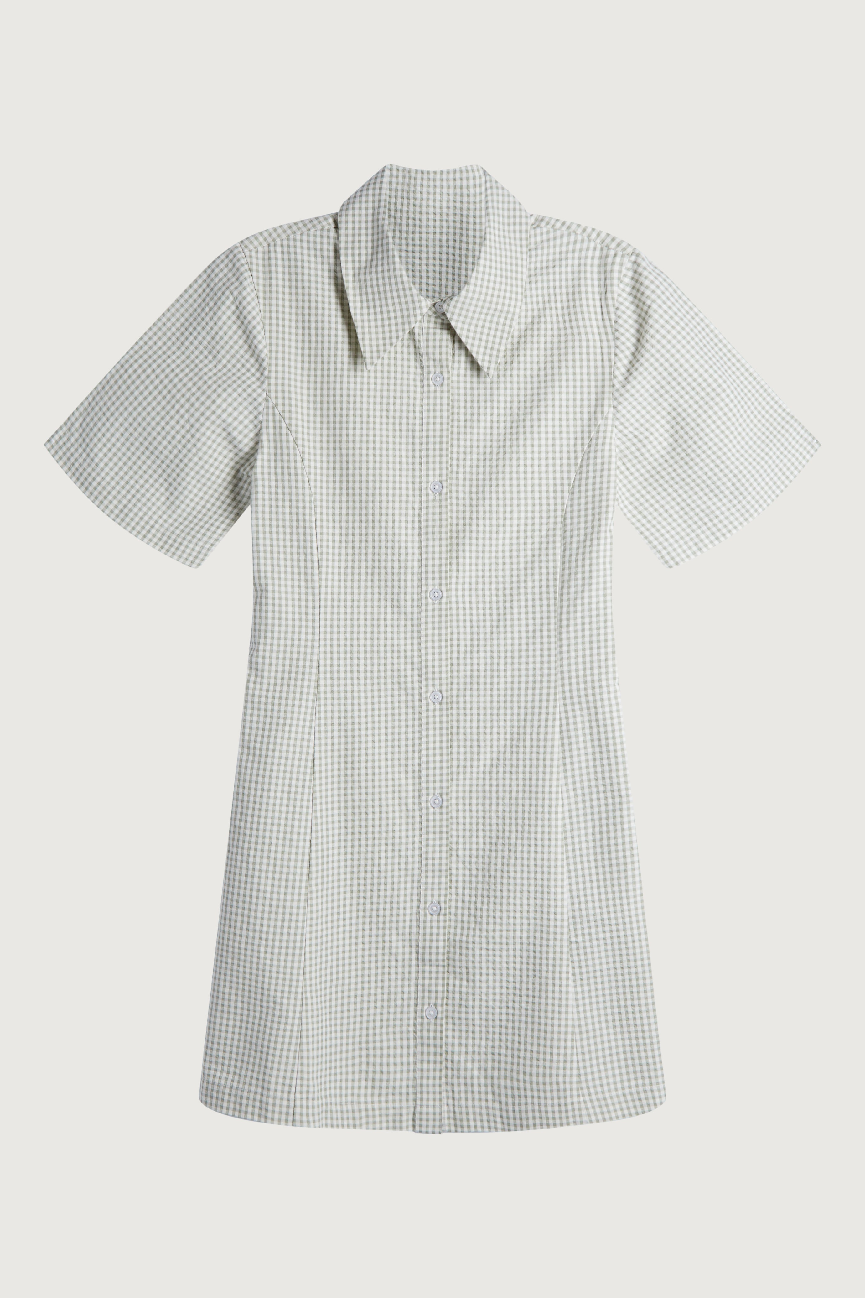 COLLARED MINI GINGHAM DRESS Genuine For Sale