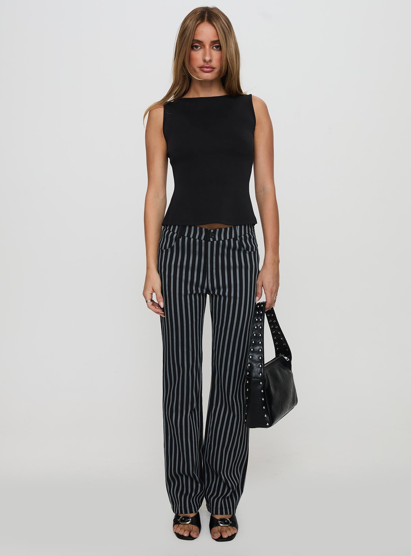 Allude Low Waist Pinstripe Pant Black Cheap Perfect