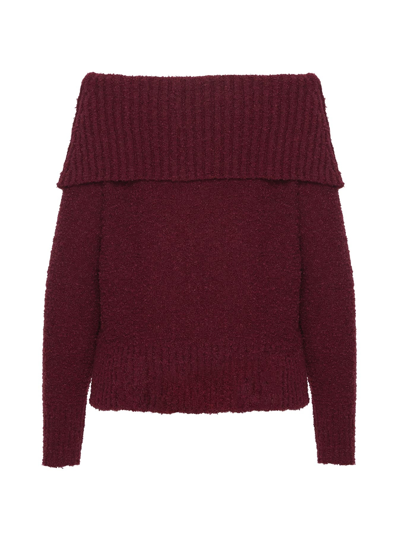 Parkley Boucle Off The Shoulder Sweater Burgundy Discount Store