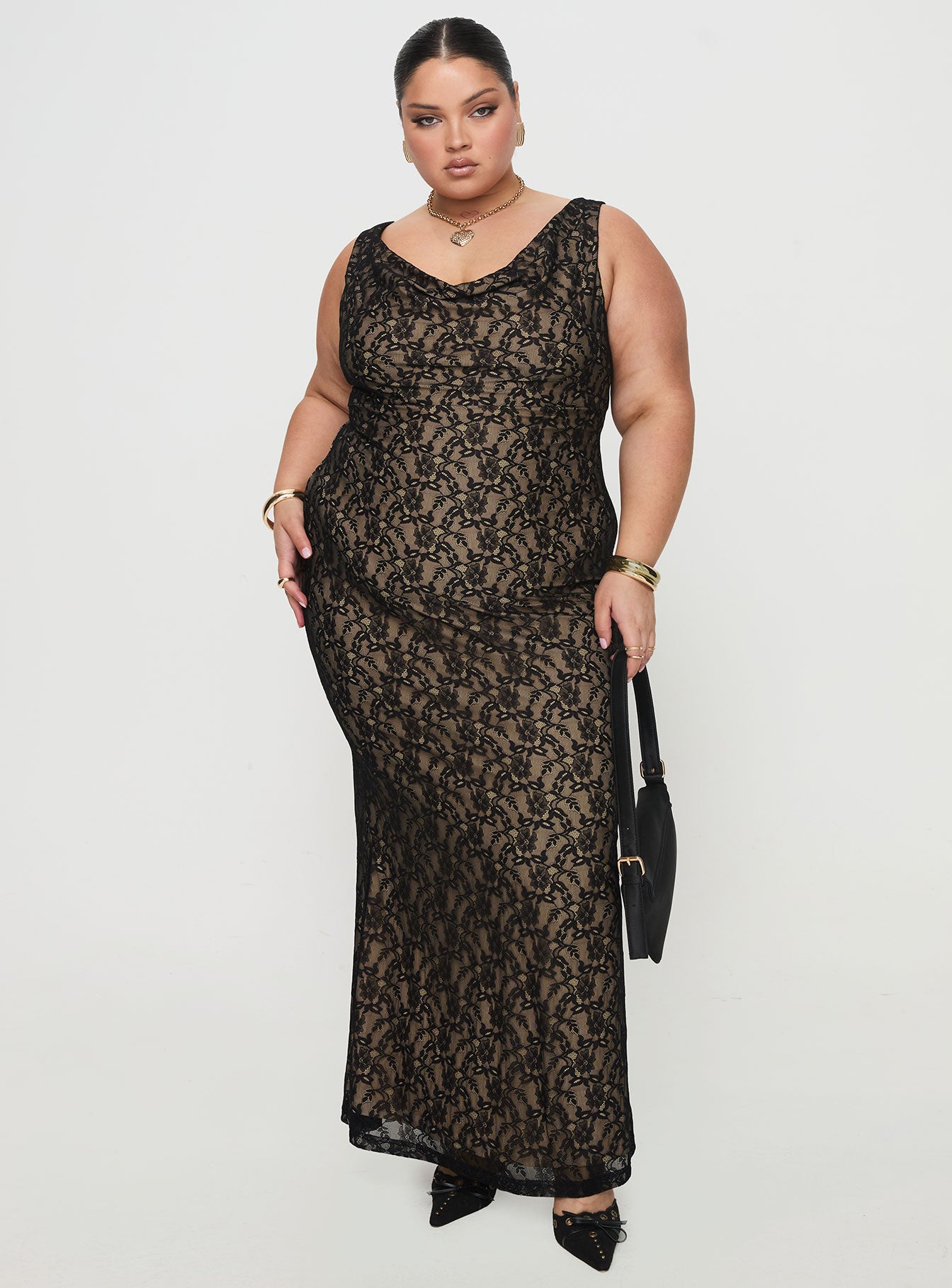 Romani Lace Maxi Dress Black Curve Cheap Sale Outlet