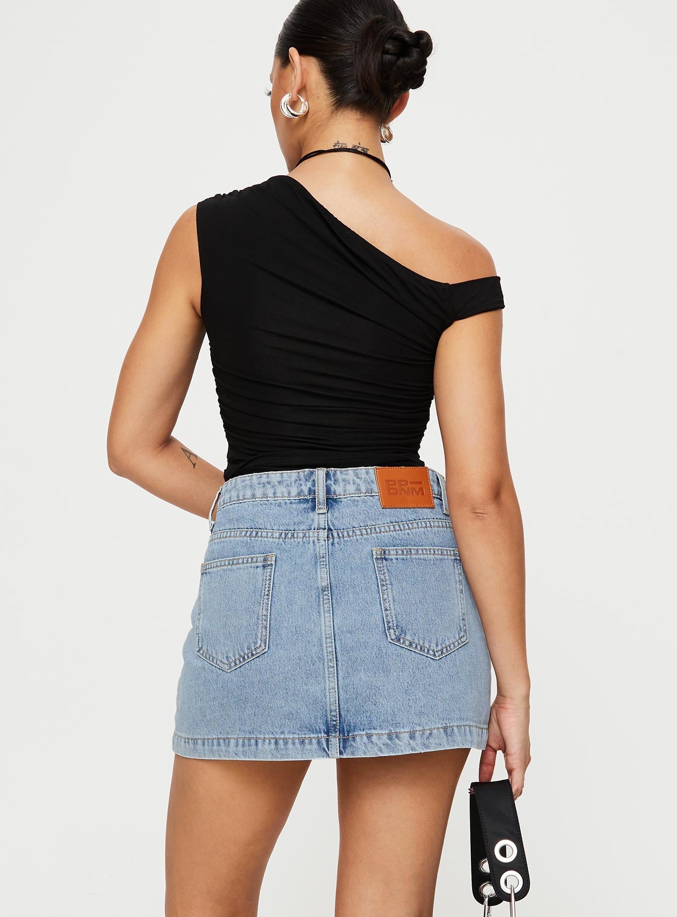 Nickei Denim Mini Skirt Light Wash Lower Impact From China Sale Online