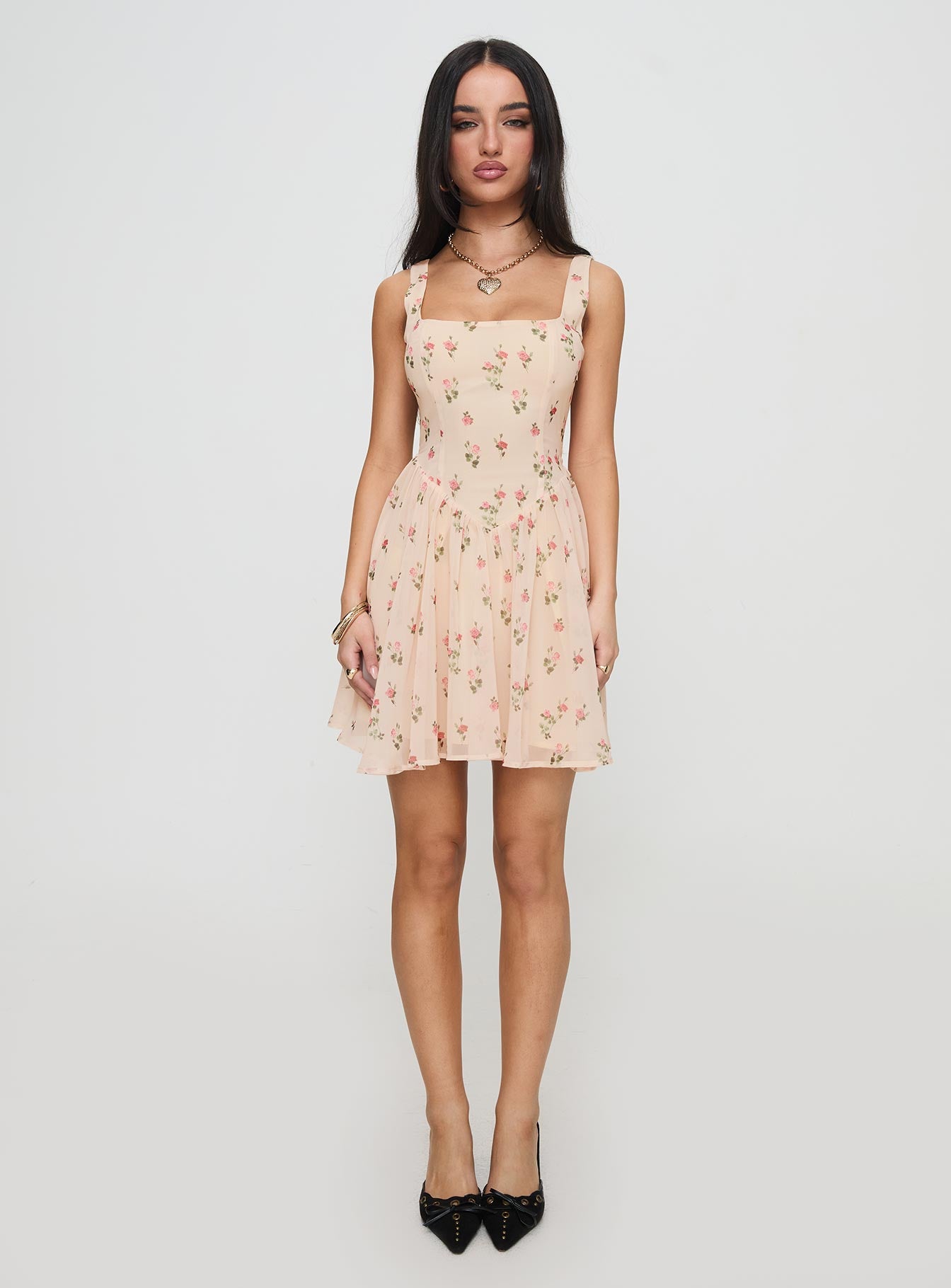 Straplie Mini Dress Cream Floral Countdown Package