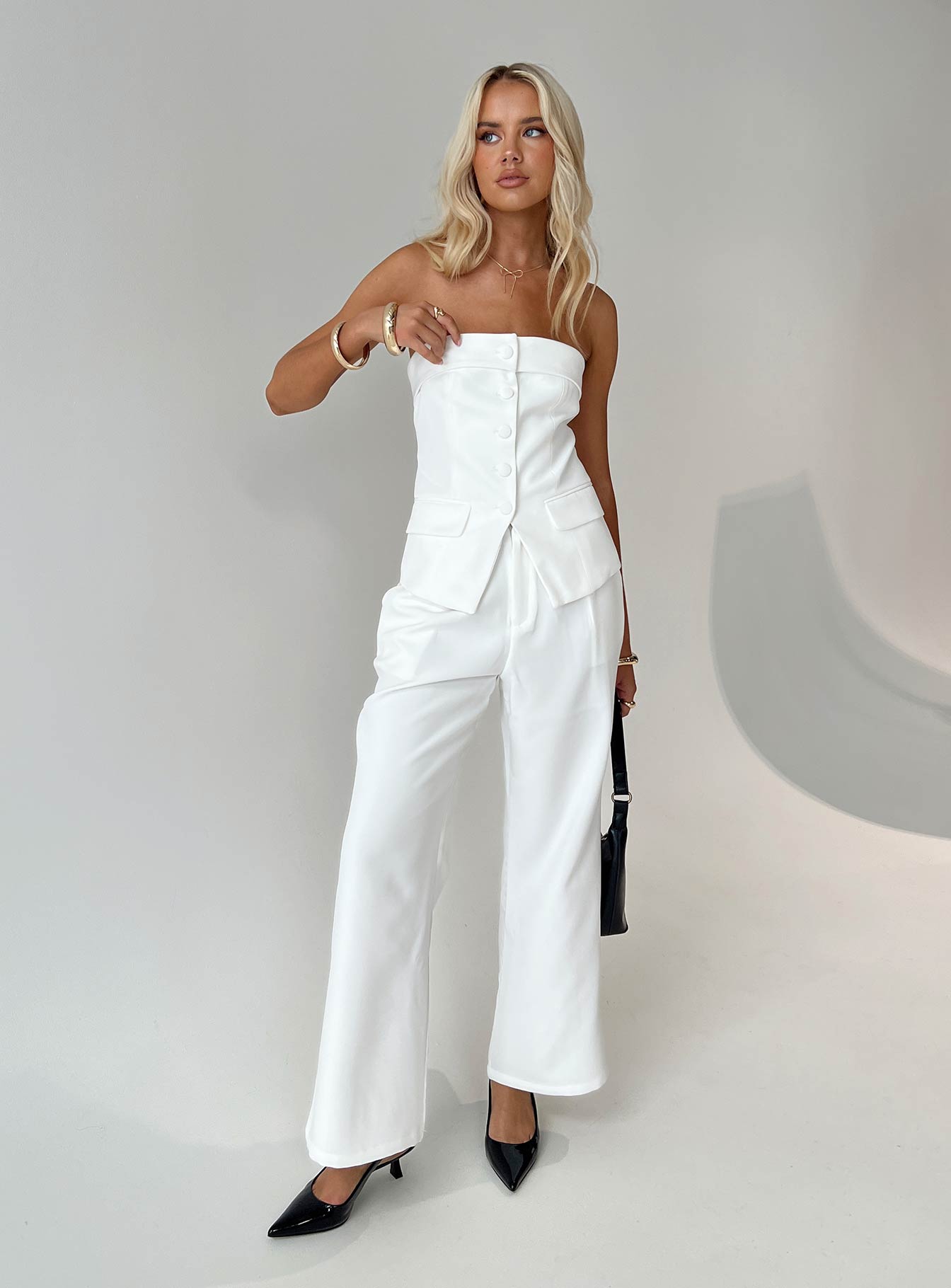 Jazzar Pocket Detail Pleated Pant White Petite Clearance Great Deals