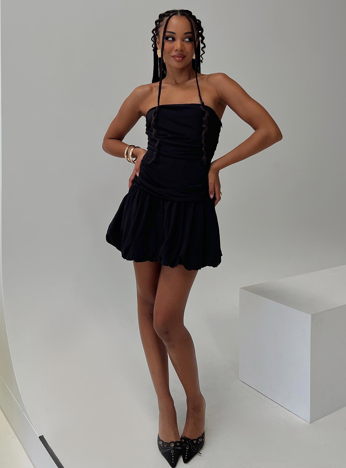 Glamour Girl Strapless Bubble Hem Mini Dress Black Sale Tumblr