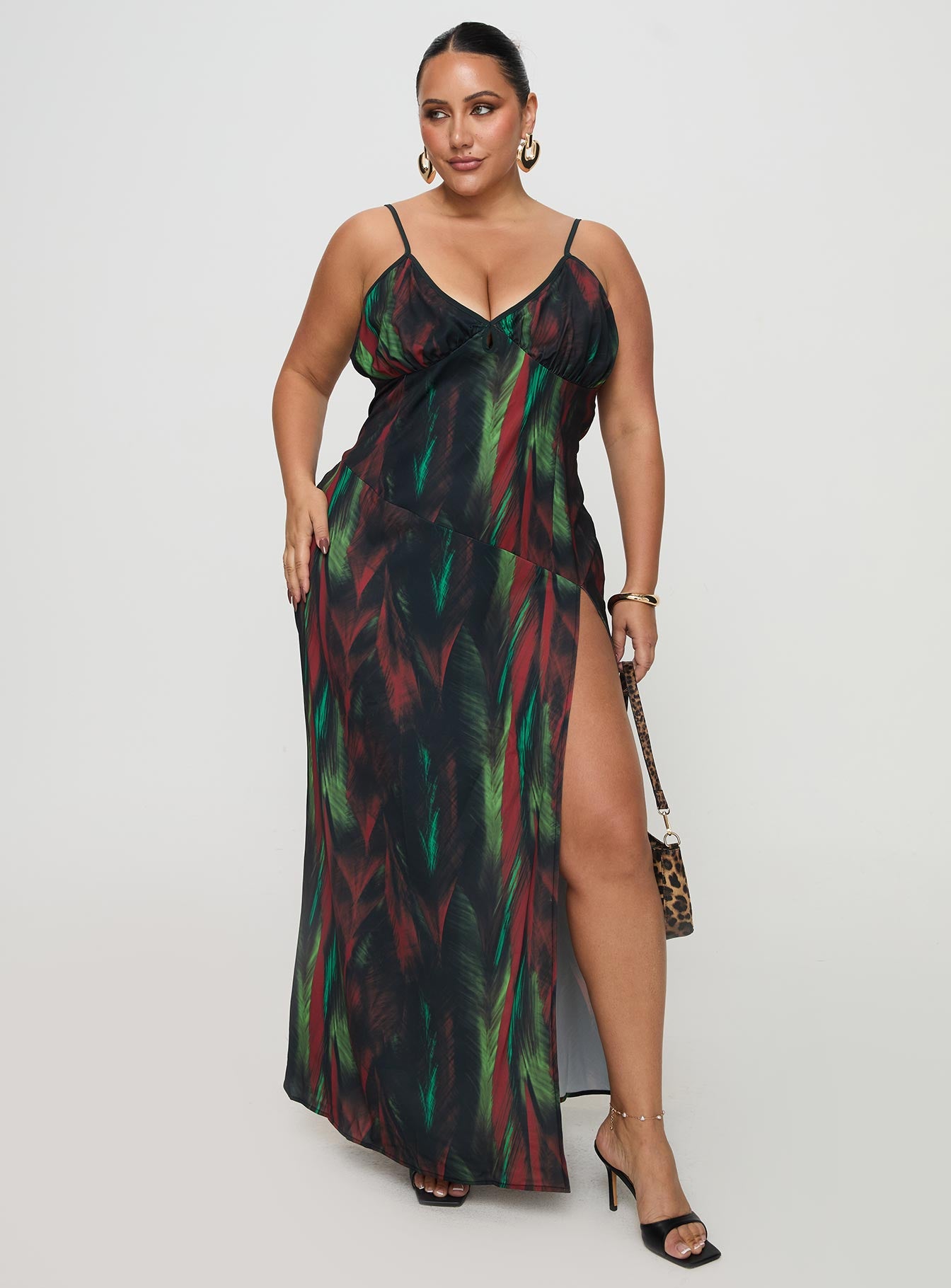 Feather Maxi Dress Multi Curve Free Shipping Reliable