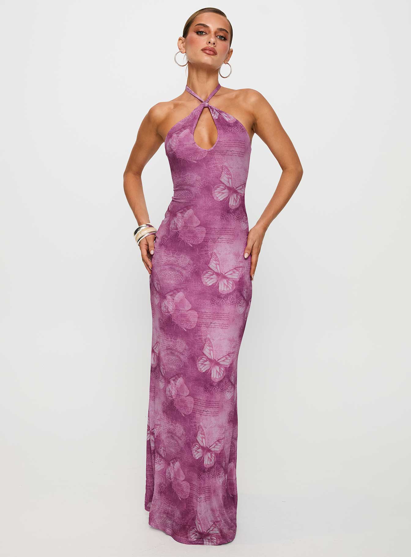 Nathaleia Halter Maxi Dress Purple Free Shipping The Cheapest