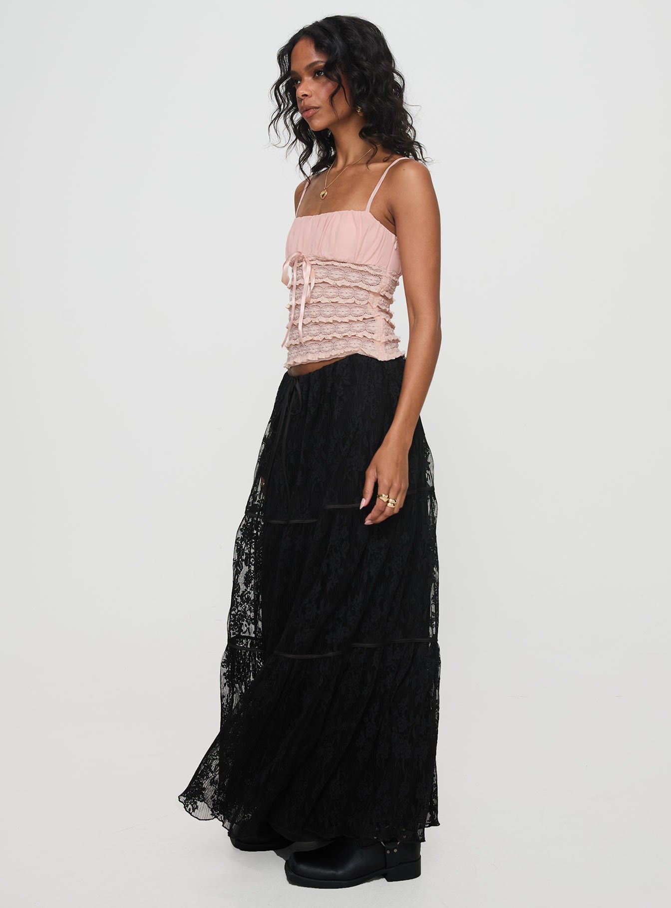 Oh Plisse Maxi Skirt Black Low Pice