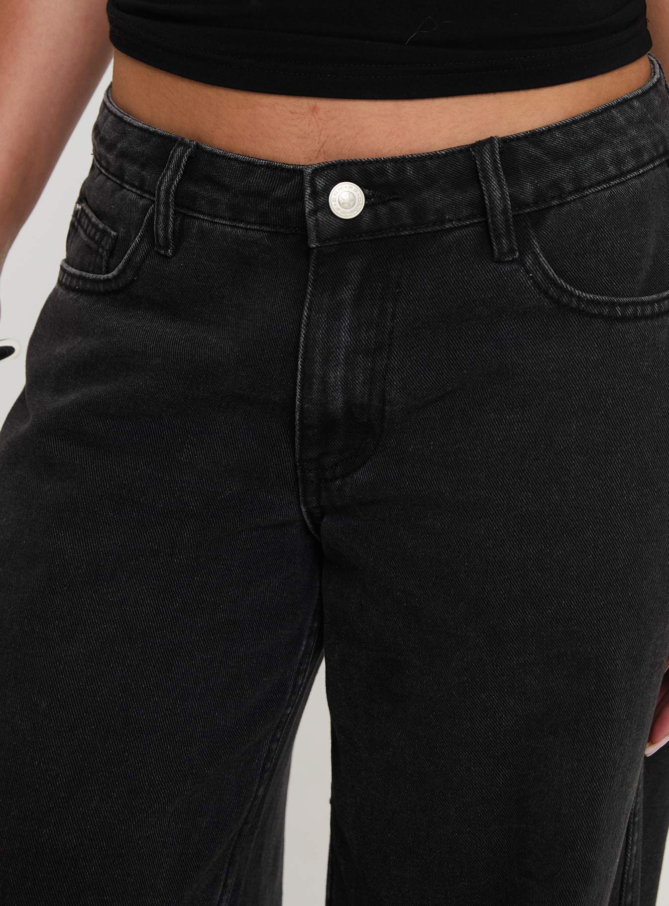 Ramos Low Rise Denim Jeans Washed Black Free Shipping Genuine