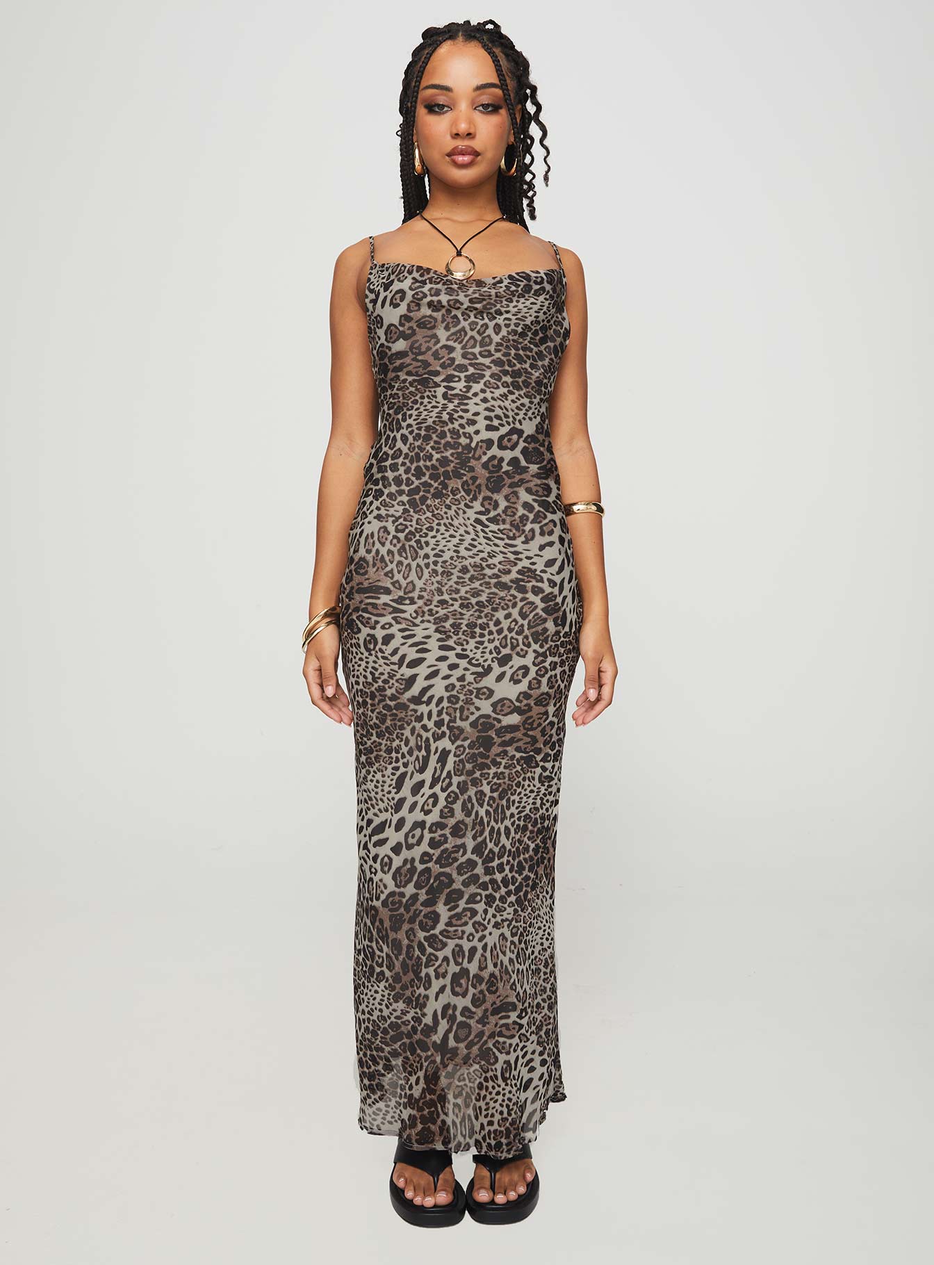 Declynn Bias Cut Maxi Dress Leopard Pre Order Online