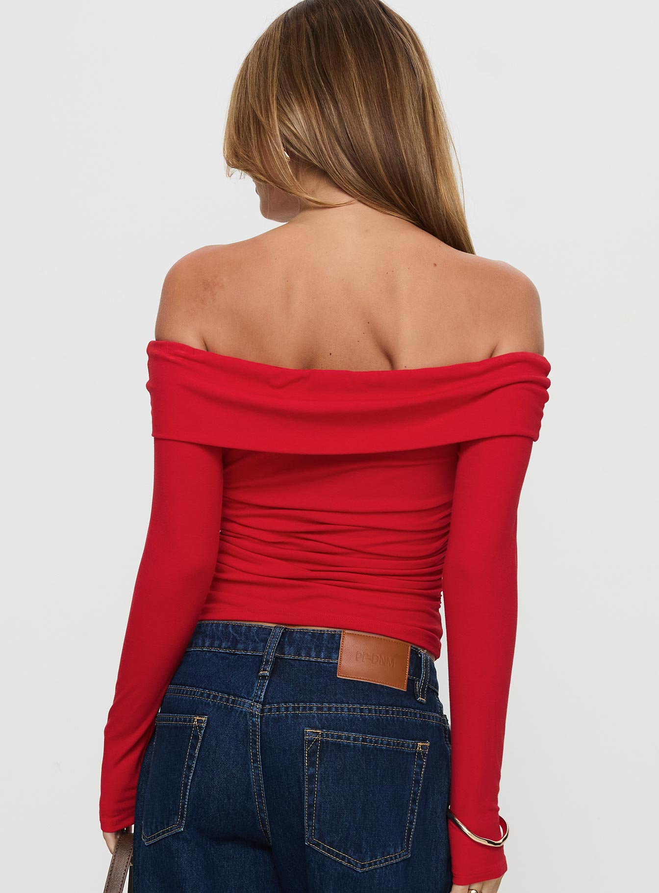 Sonnett Off Shoulder Twist Long Sleeve Top Red Official Site Cheap Online