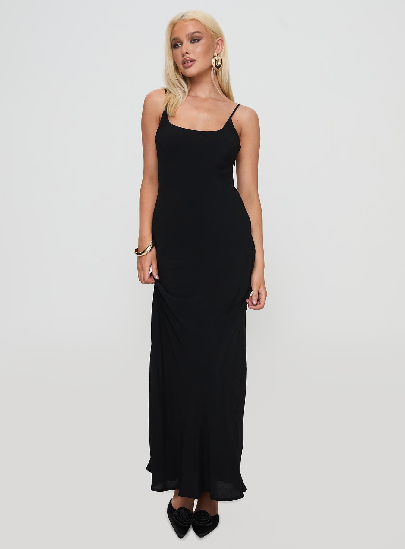 Lagane Bias Cut Maxi Dress Black Sale Best Pices