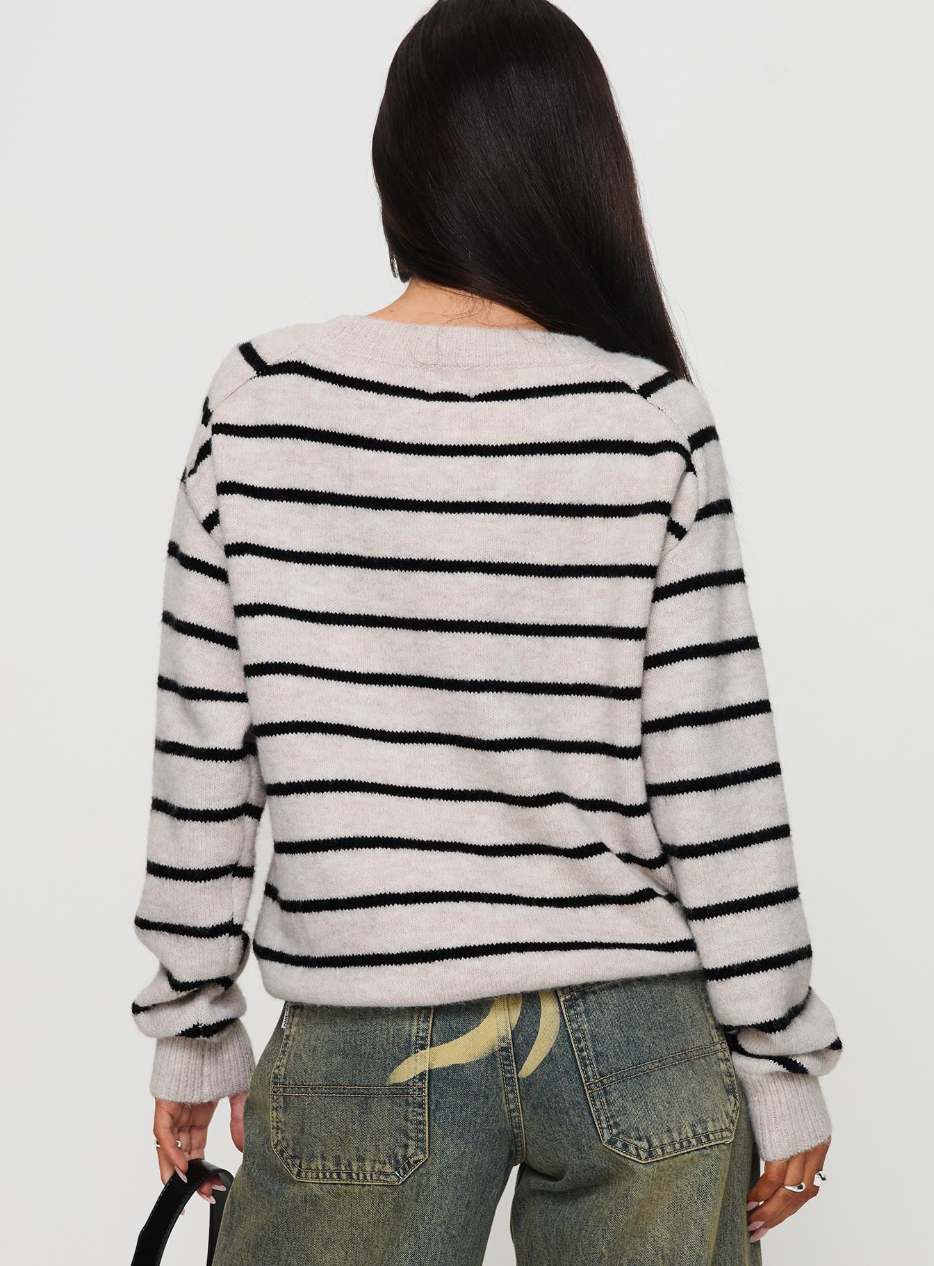 Souvenirs Knit Sweater Grey Stripe Buy Authentic Online