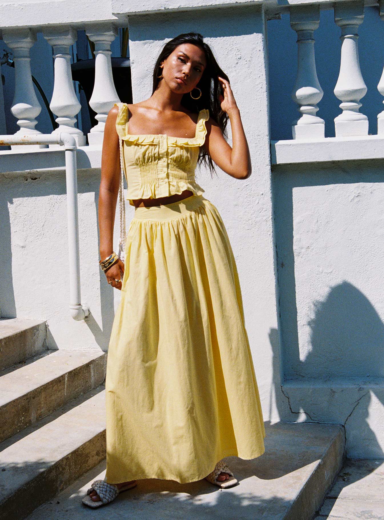 Valerio Maxi Skirt Yellow Clearance Pirce Sale