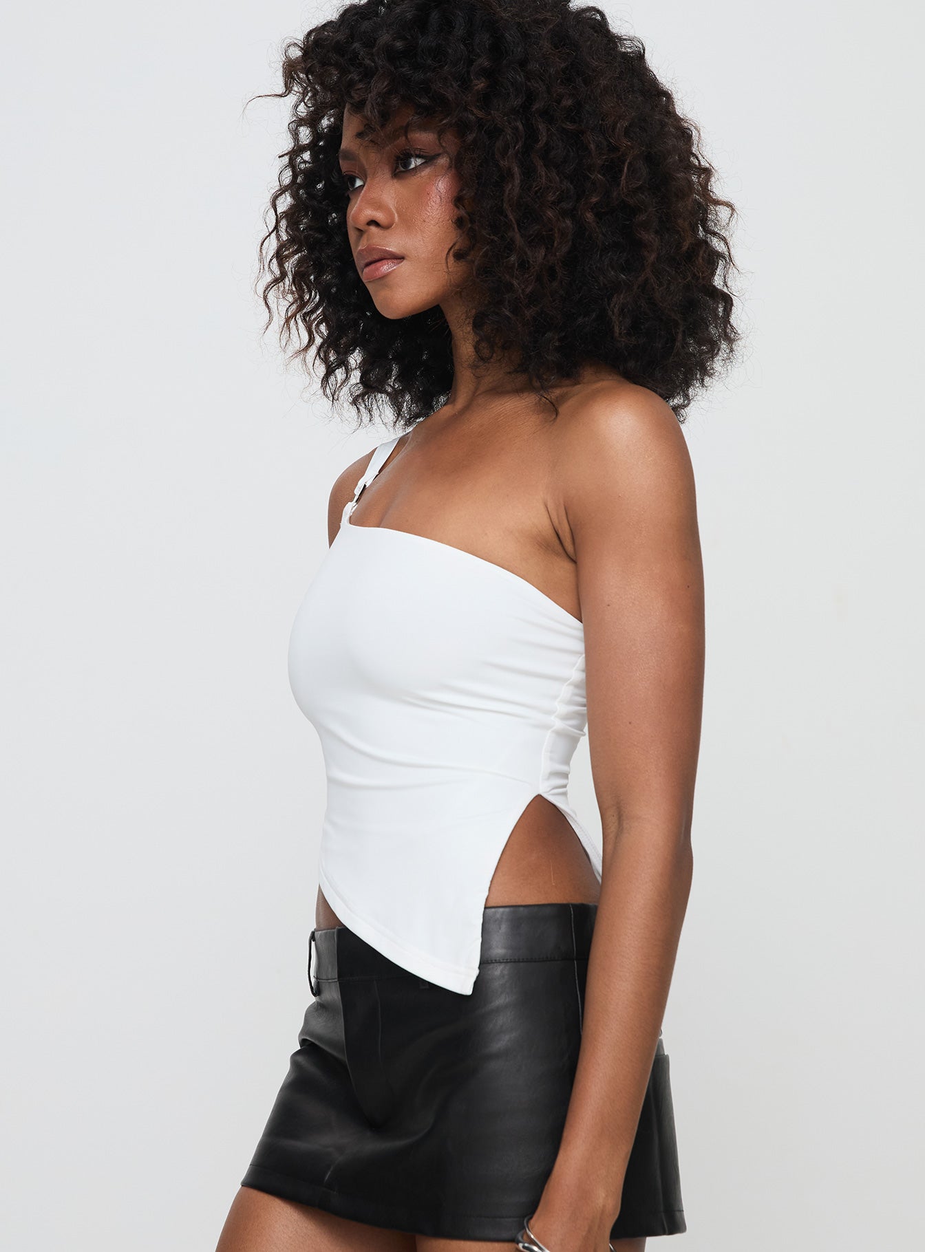 Matthew One Shoulder Top White Inexpensive