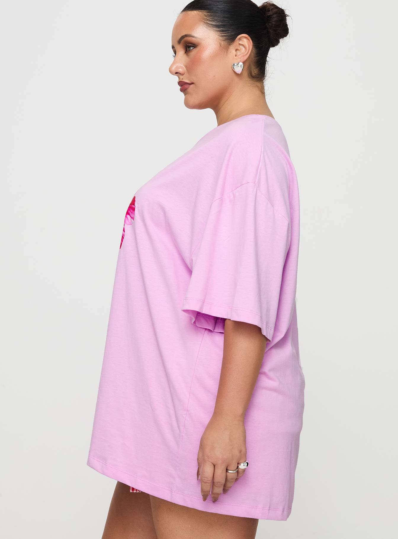 Hibiscus Haven Oversized Tee Pink Curve Free Shipping Discounts