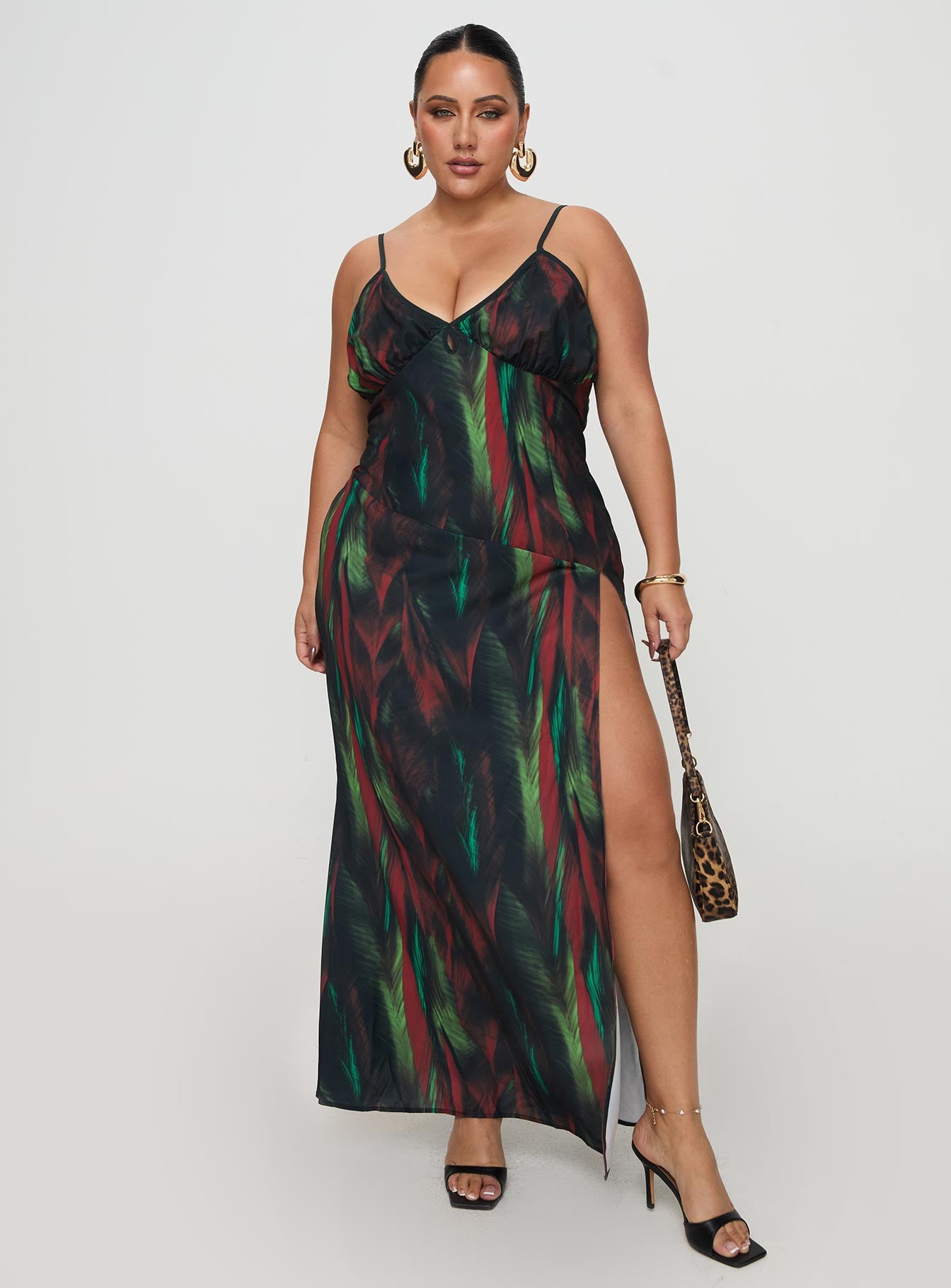 Feather Maxi Dress Multi Curve Free Shipping Reliable