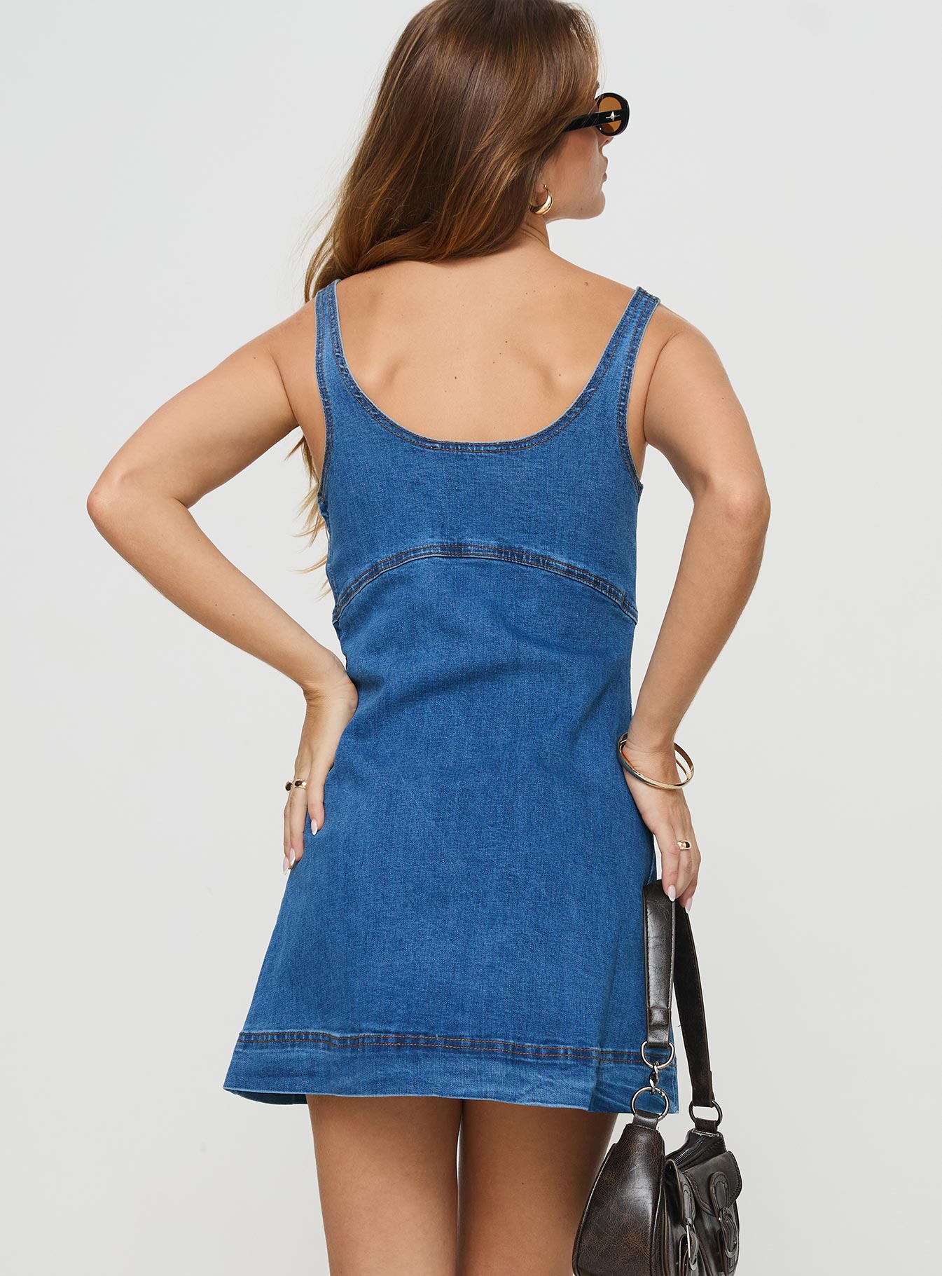 Rautha Denim Mini Dress Mid Wash Petite Low Cost Cheap Online