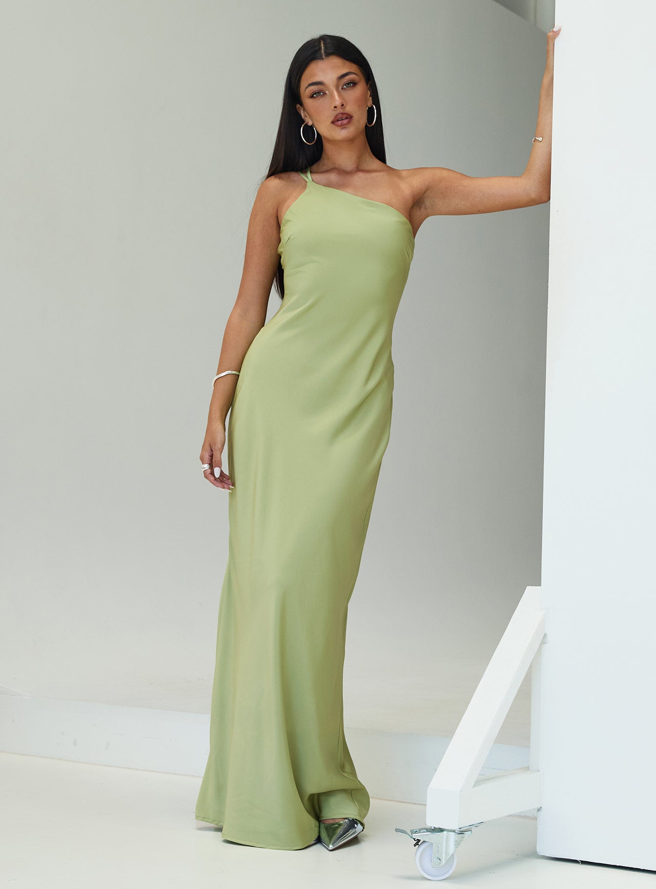 Nehemiah One Shoulder Maxi Dress Green 2025 New Cheap Pice