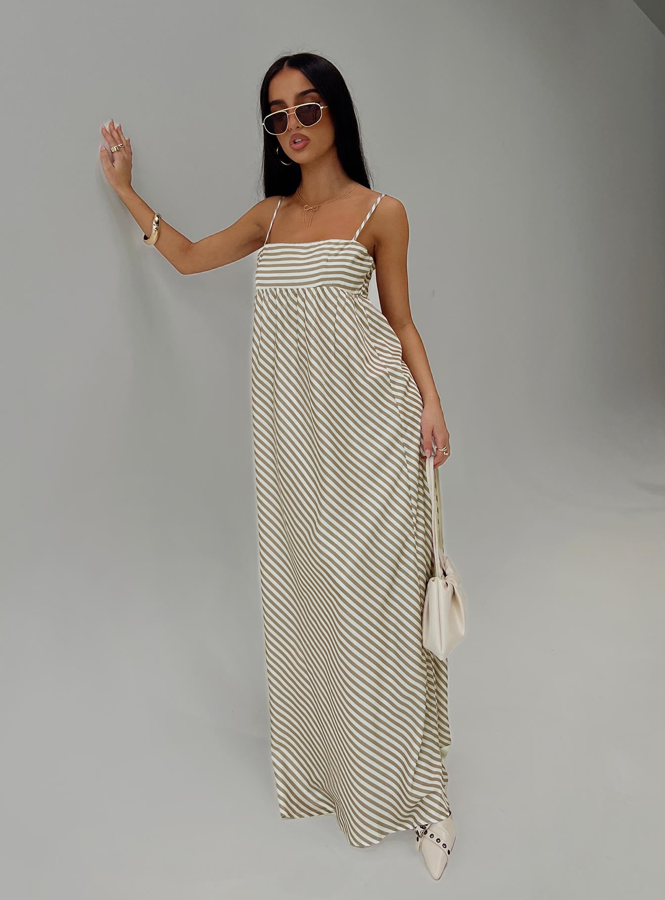 Pansotti Maxi Dress Beige / White Stripe Buy Cheap Manchester