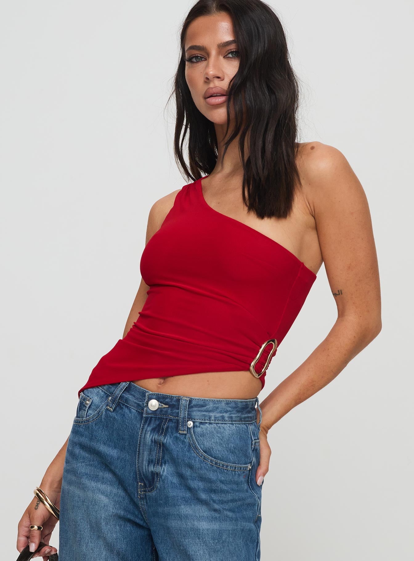 Machiatto One Shoulder Top Red Get To Buy Cheap Pice