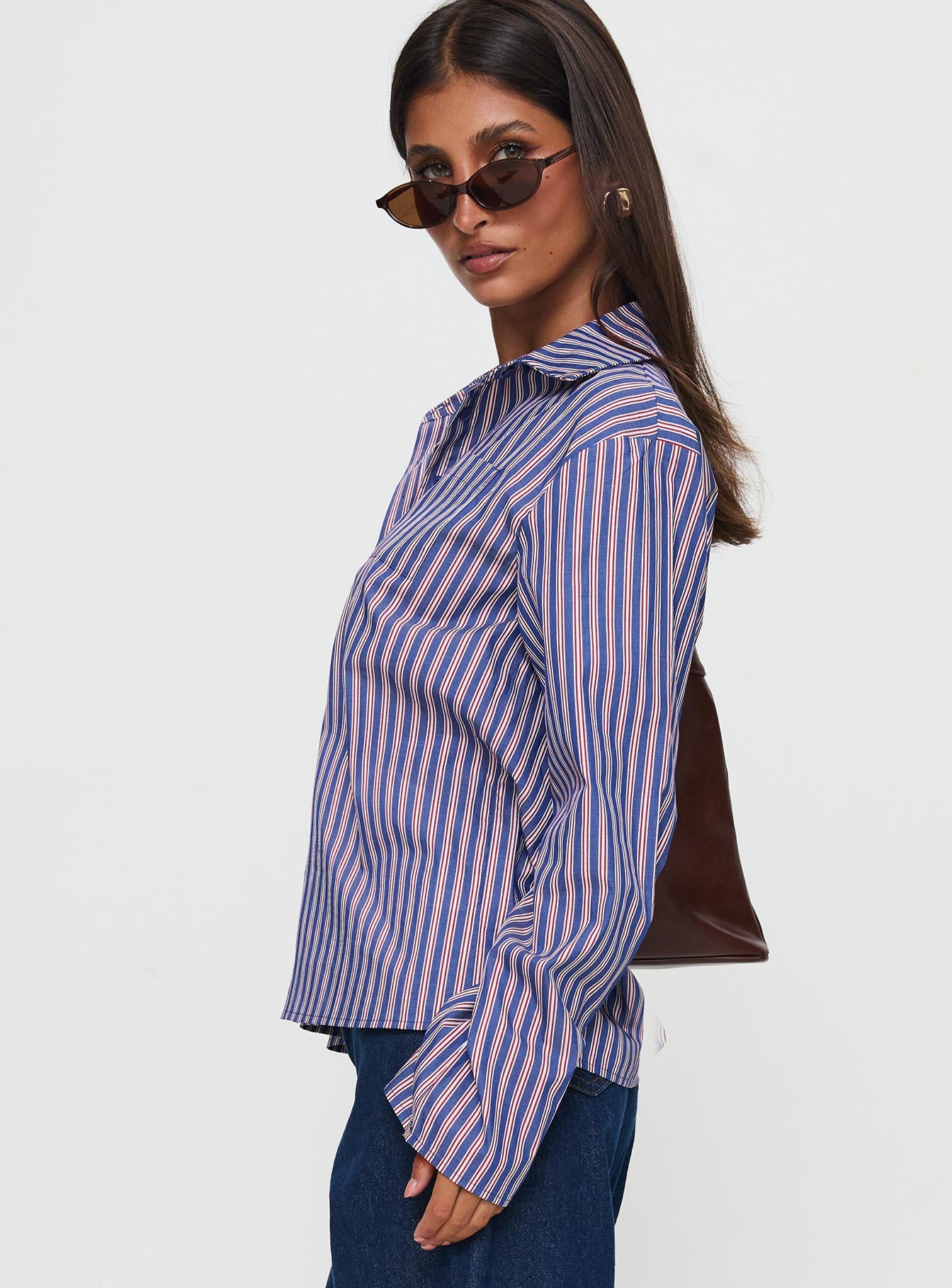 Trillian Long Sleeve Top Navy Stripe Popular Sale Online