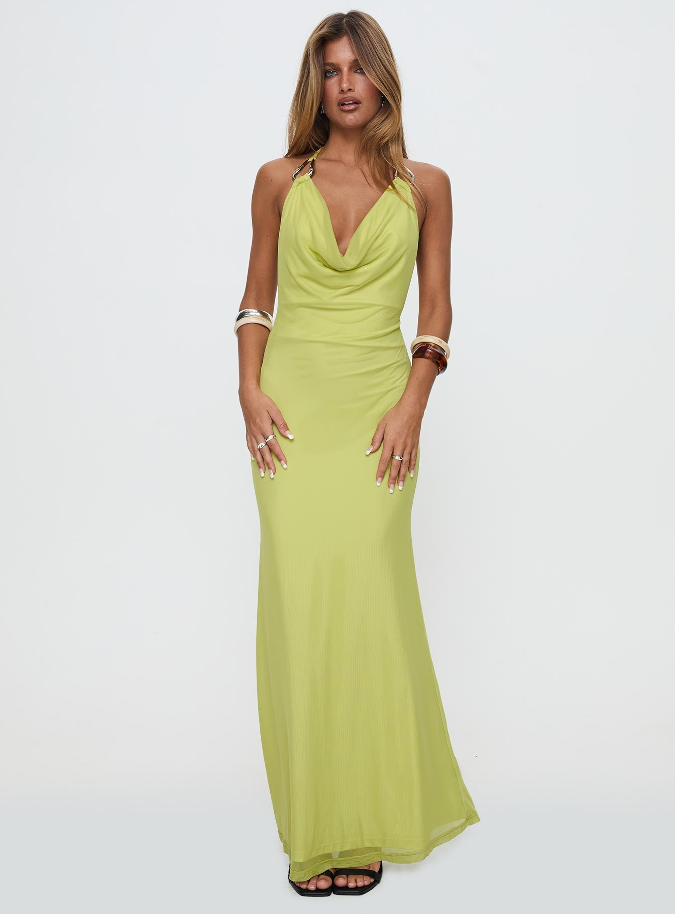 Rhaenyra Halter Maxi Dress Green Sale View