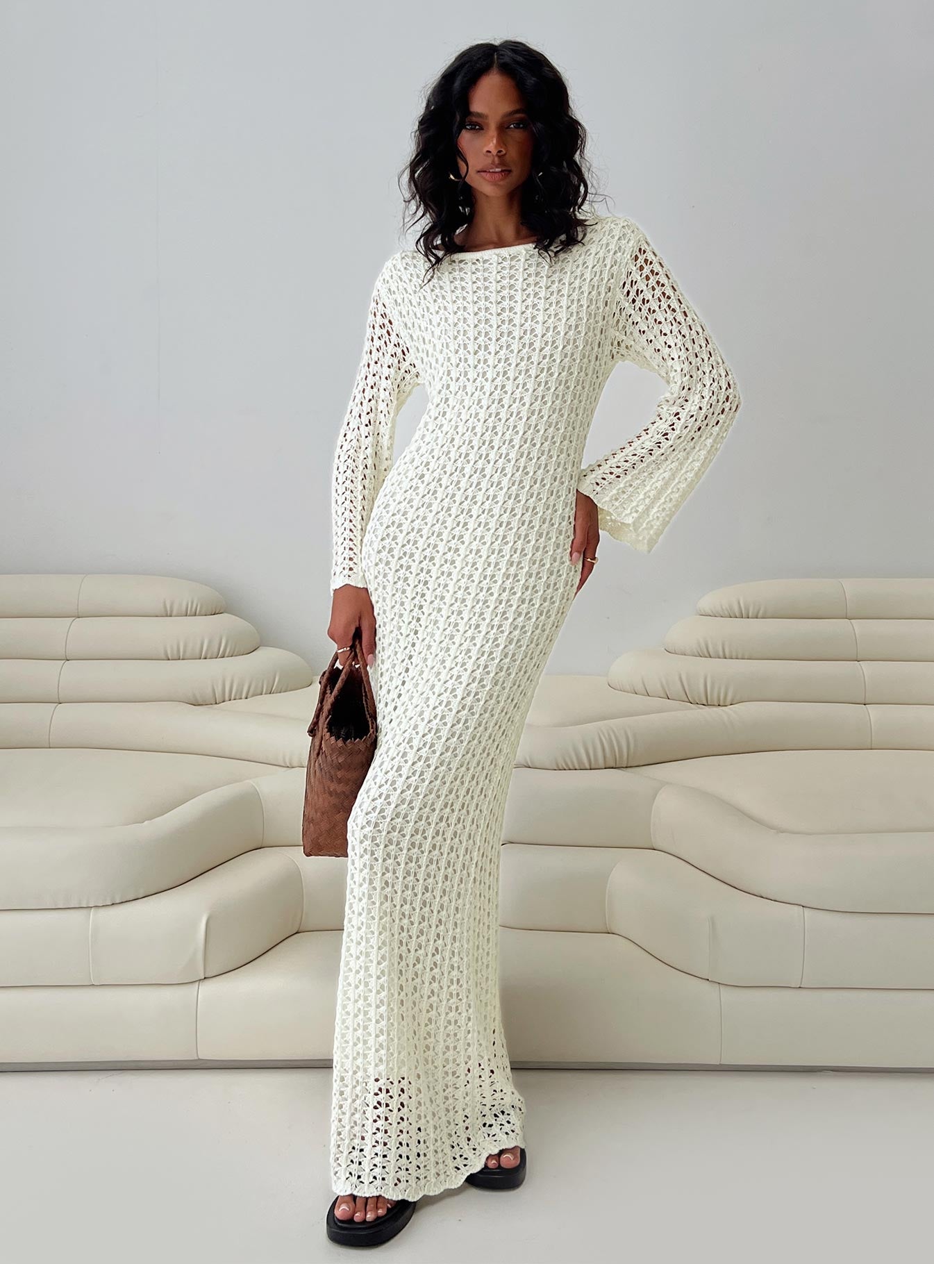 Westy Knit Maxi Dress Cream Cheap Sale Popular