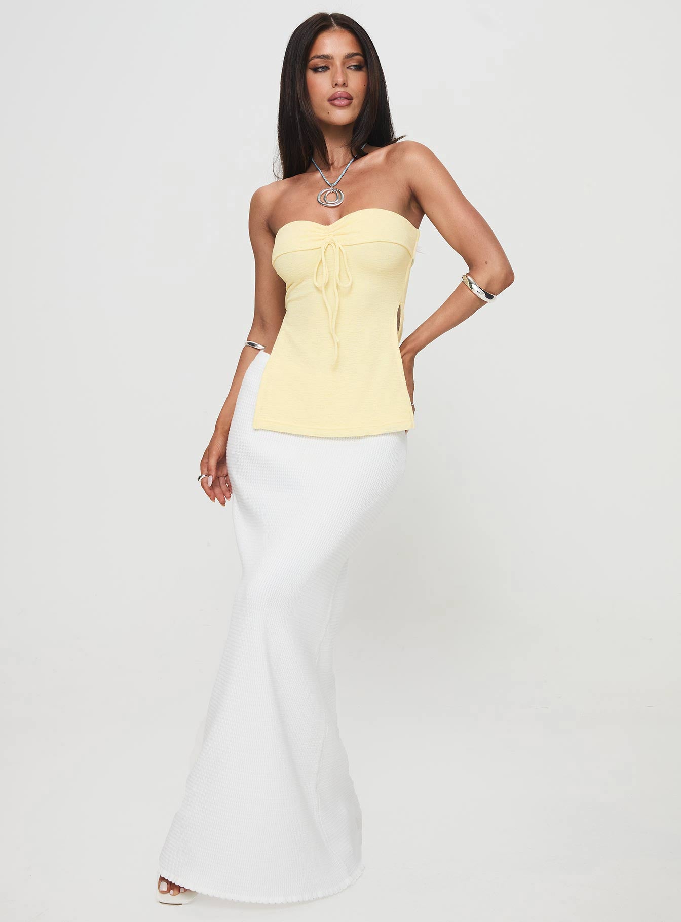 Laurenita Longline Tube Top Yellow Clearance Big Discount