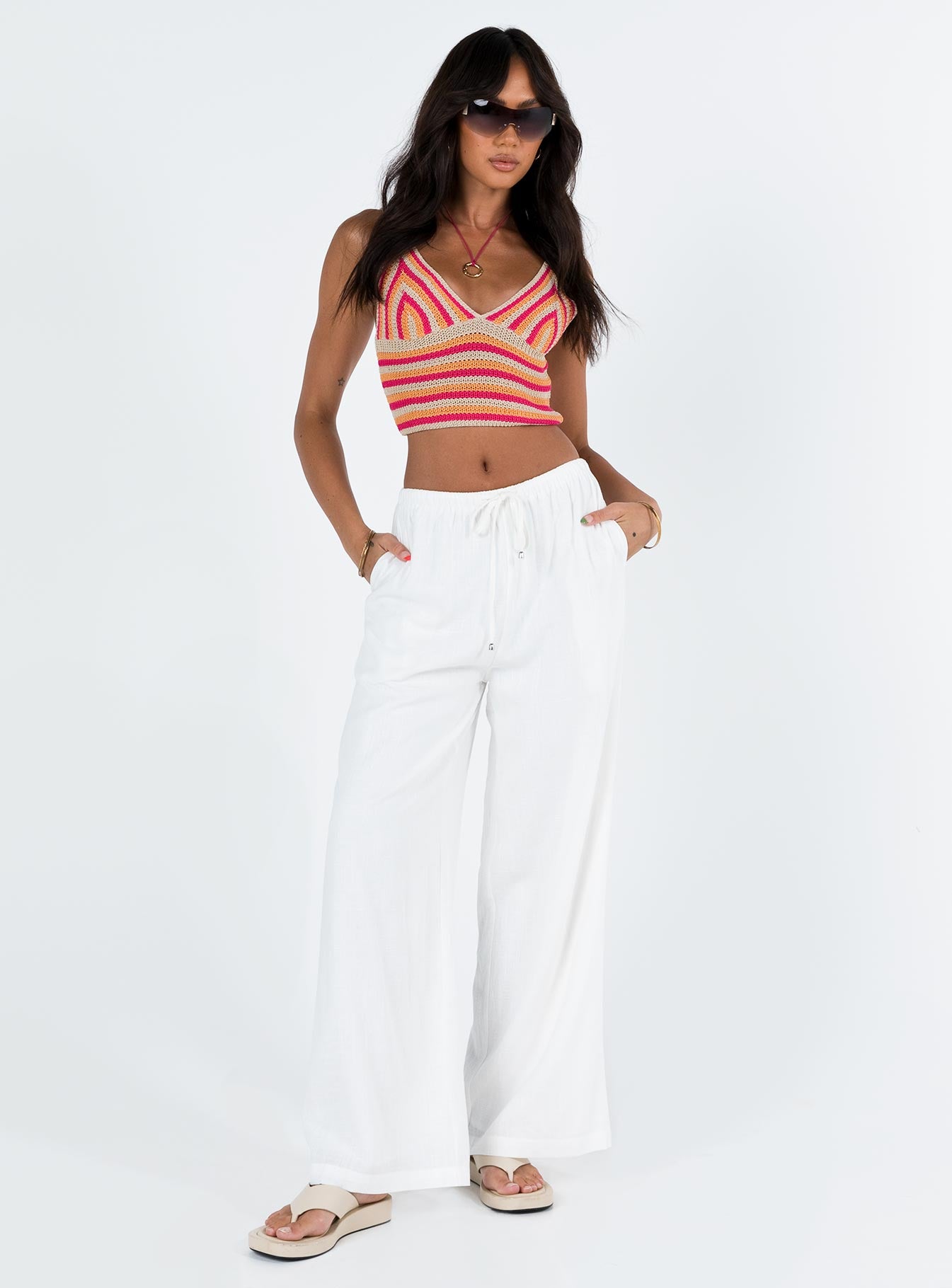 Ogilvie Linen Blend Pants White Petite For Sale Free Shipping