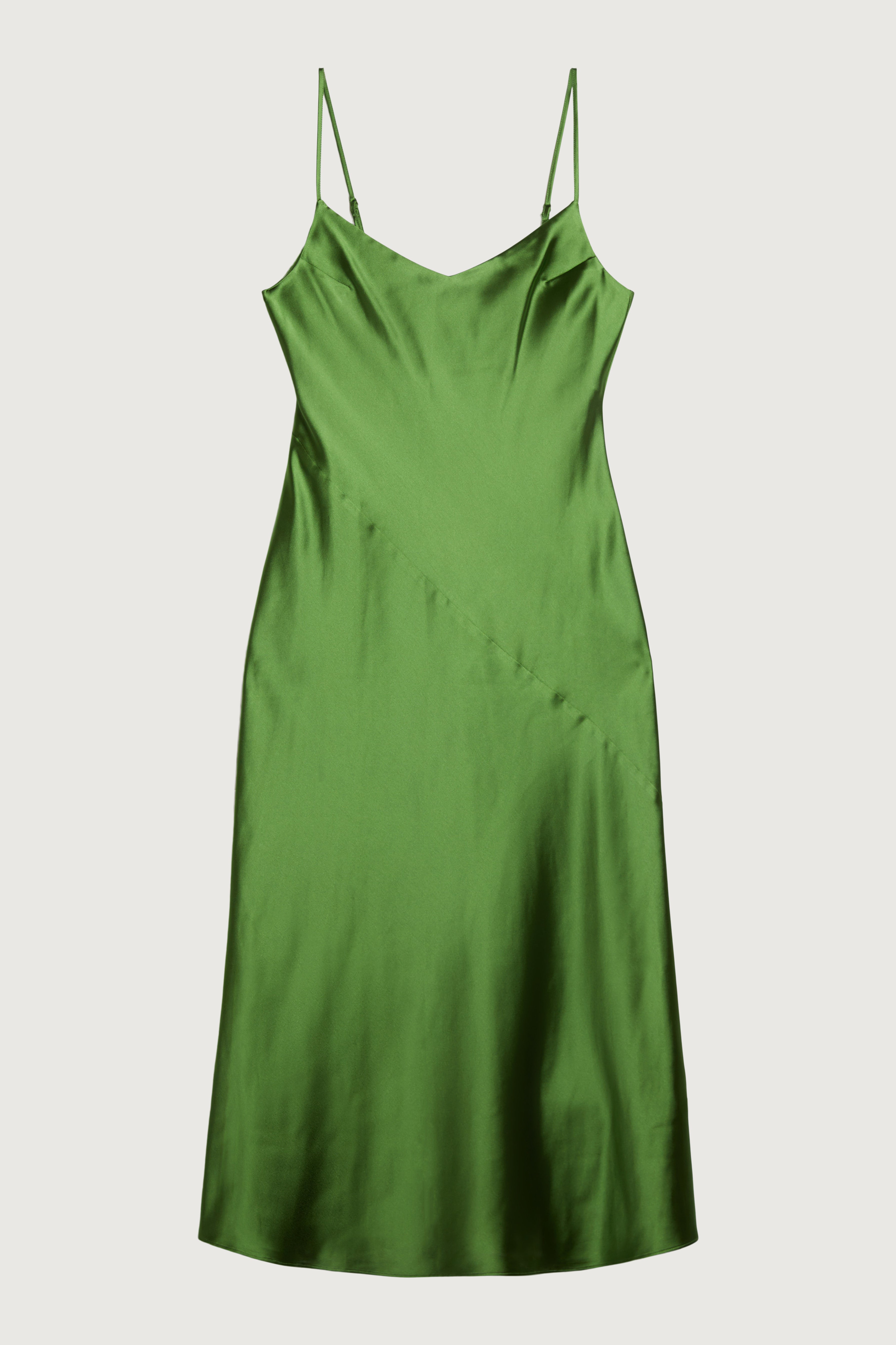 V-NECK SATIN SLIP MIDI DRESS Discount