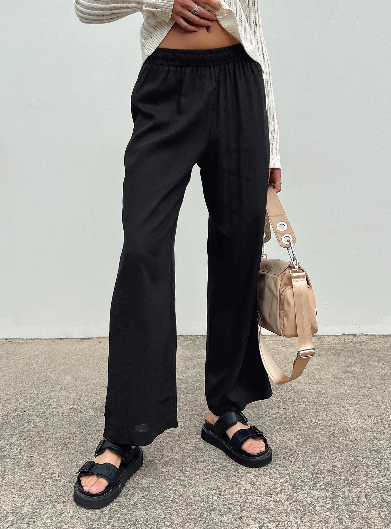 Louis Linen Blend Pants Black Lower Impact In China