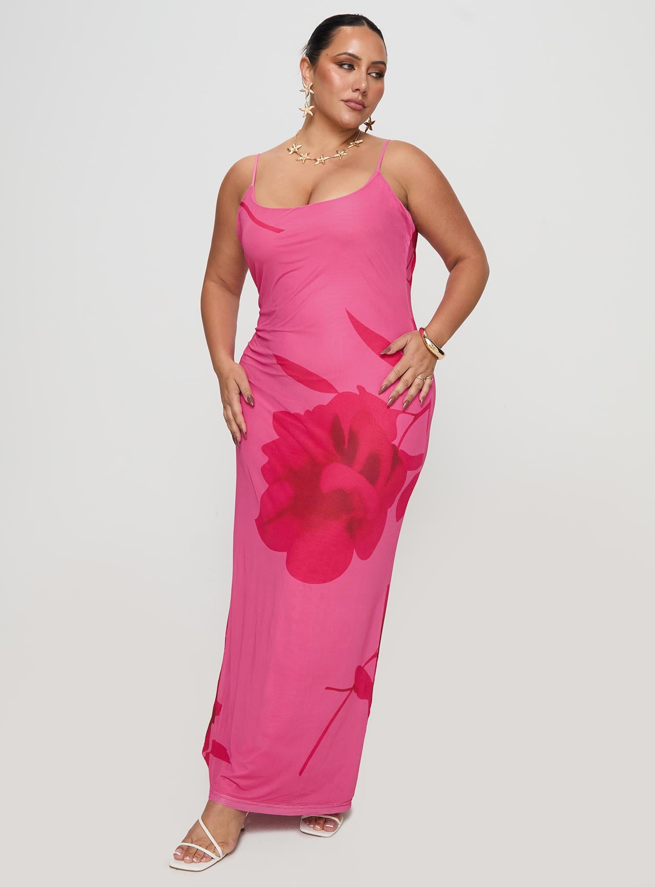 Knox Maxi Dress Hot Pink Floral Curve Discount With Mastercard