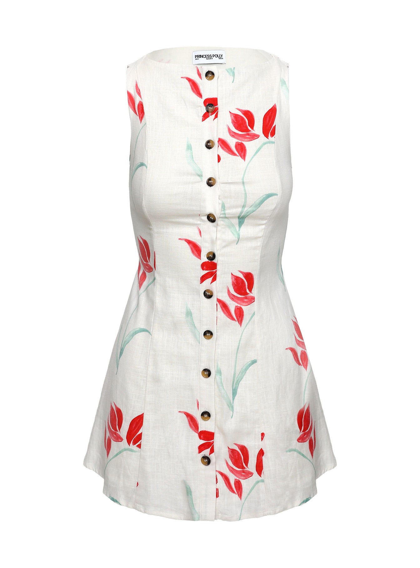 Dollie Linen Mini Dress Floral Discount Newest