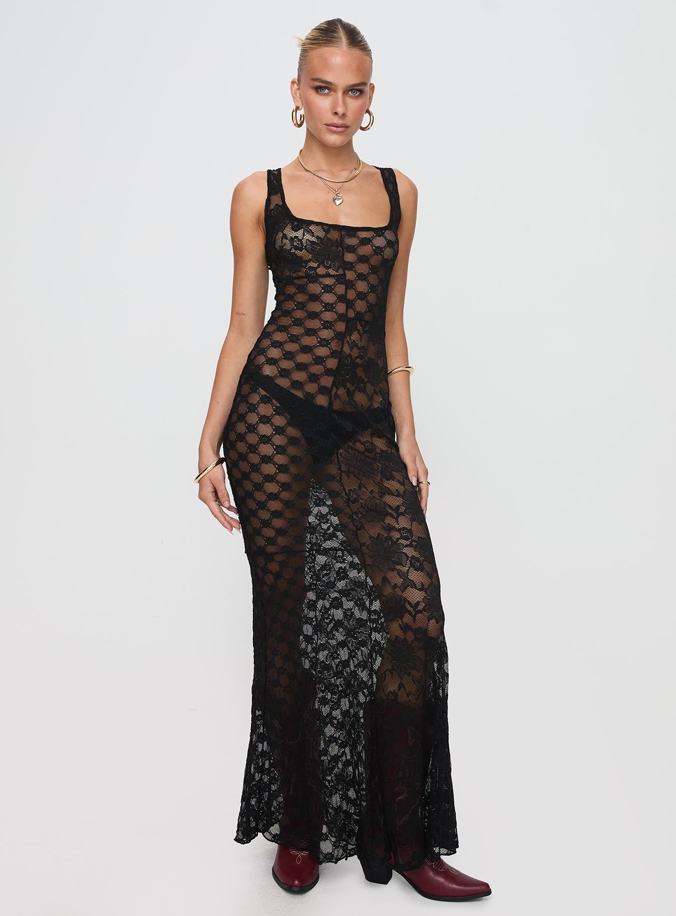 Zhara Lace Dress Black With Credit Card Online