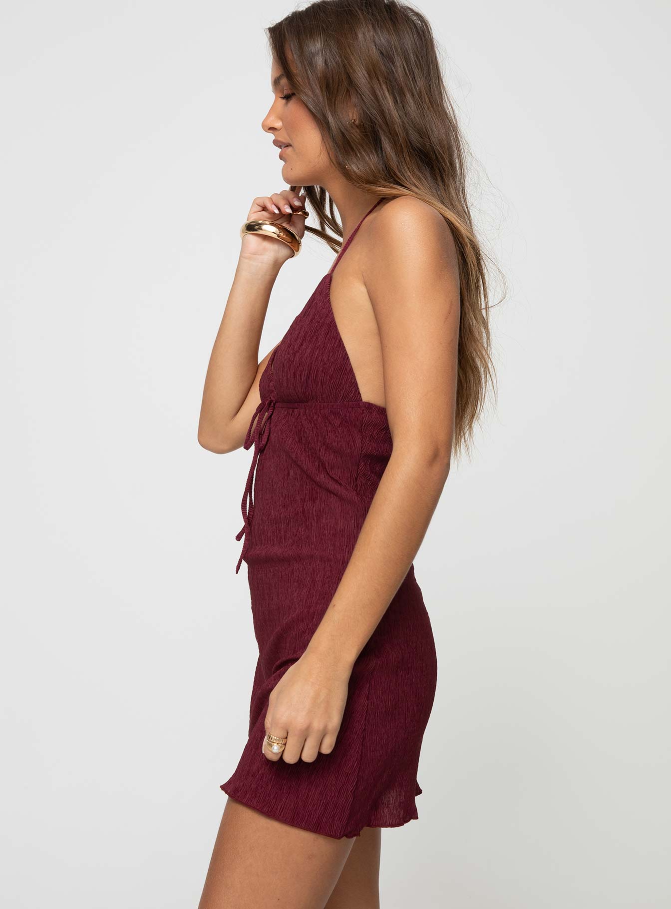 Chantria Mini Dress Burgundy Lower Impact Shipping Discount Sale