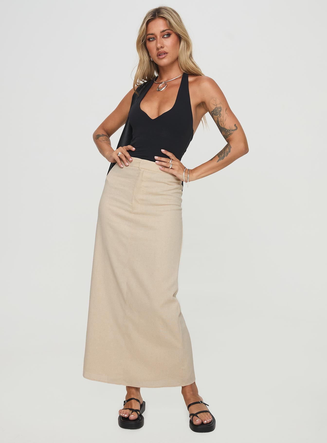 Romeria Maxi Skirt Beige Cheap With Mastercard