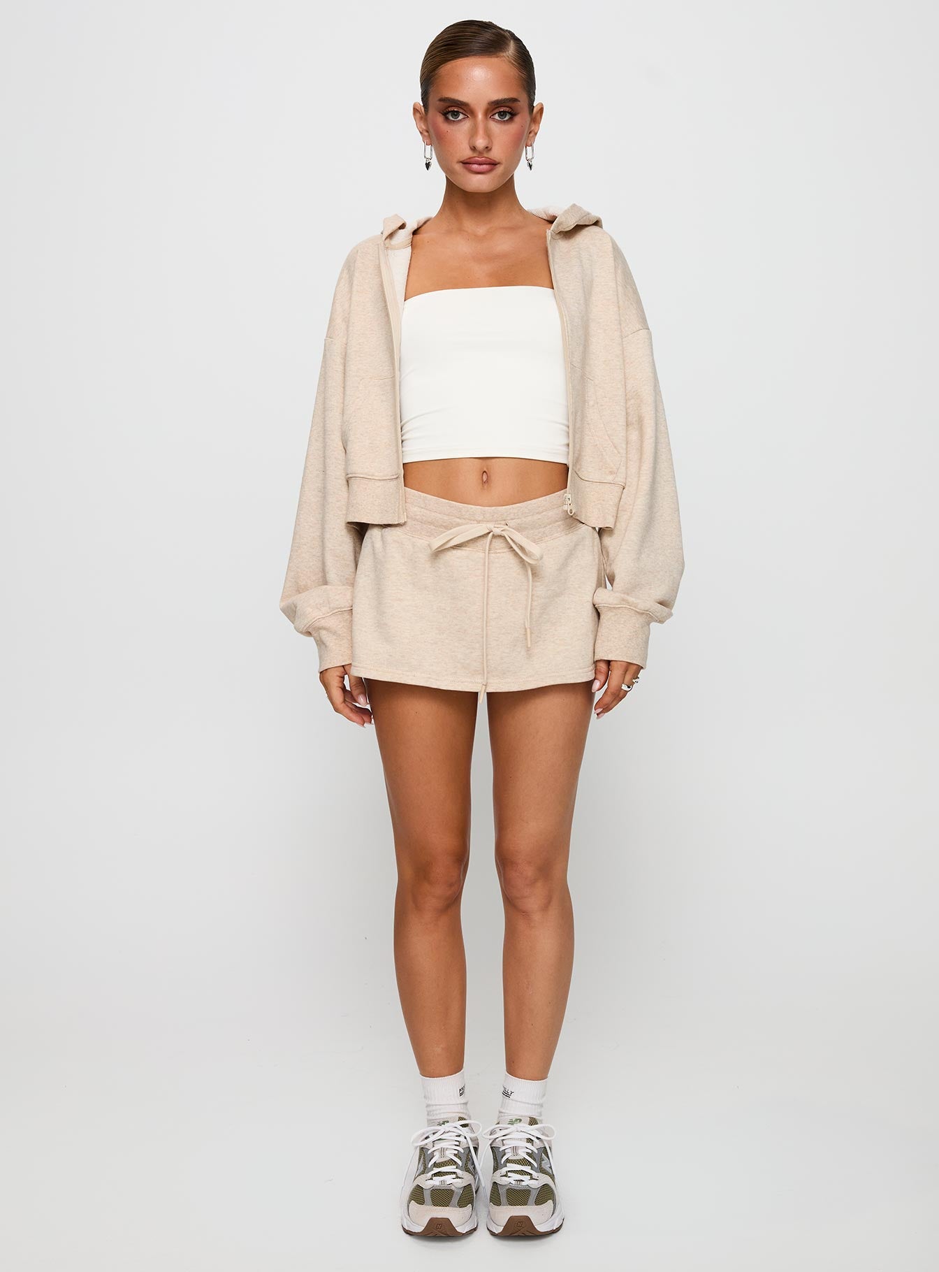 Down Low Fleece Skort Oat Marle 100% Original Sale Online