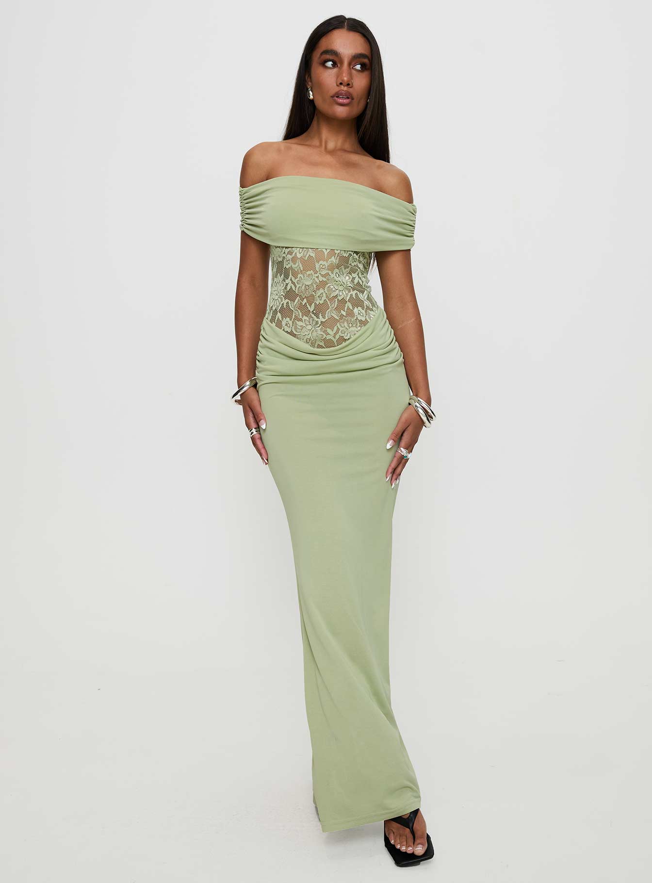 Gwendolen Off The Shoulder Maxi Dress Green Clearance Best Store To Get