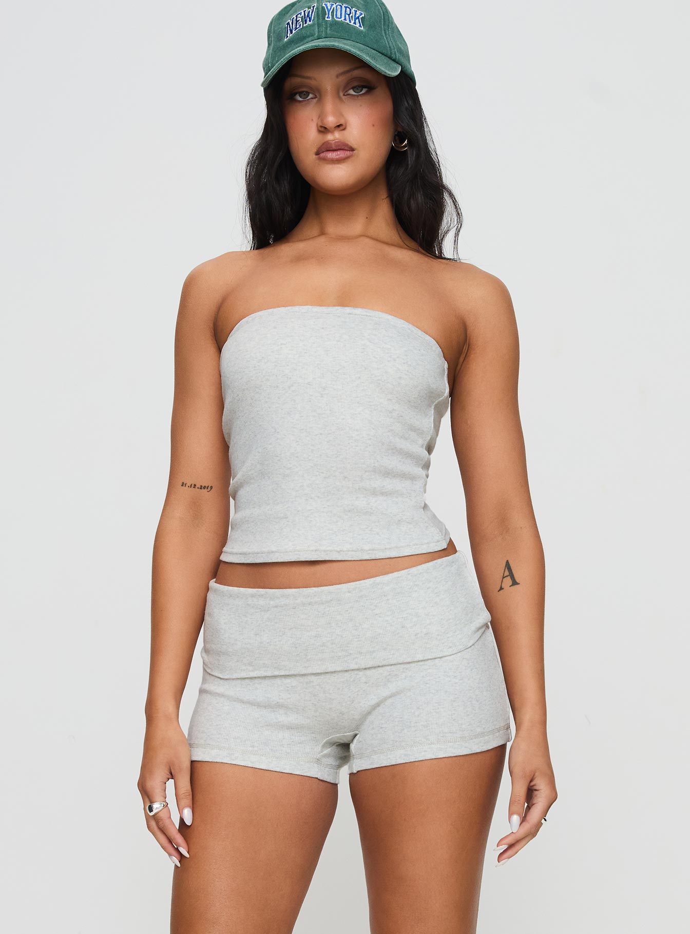 Baseline Low Rise Rib Shorts Grey Marle 100% Original Sale Online