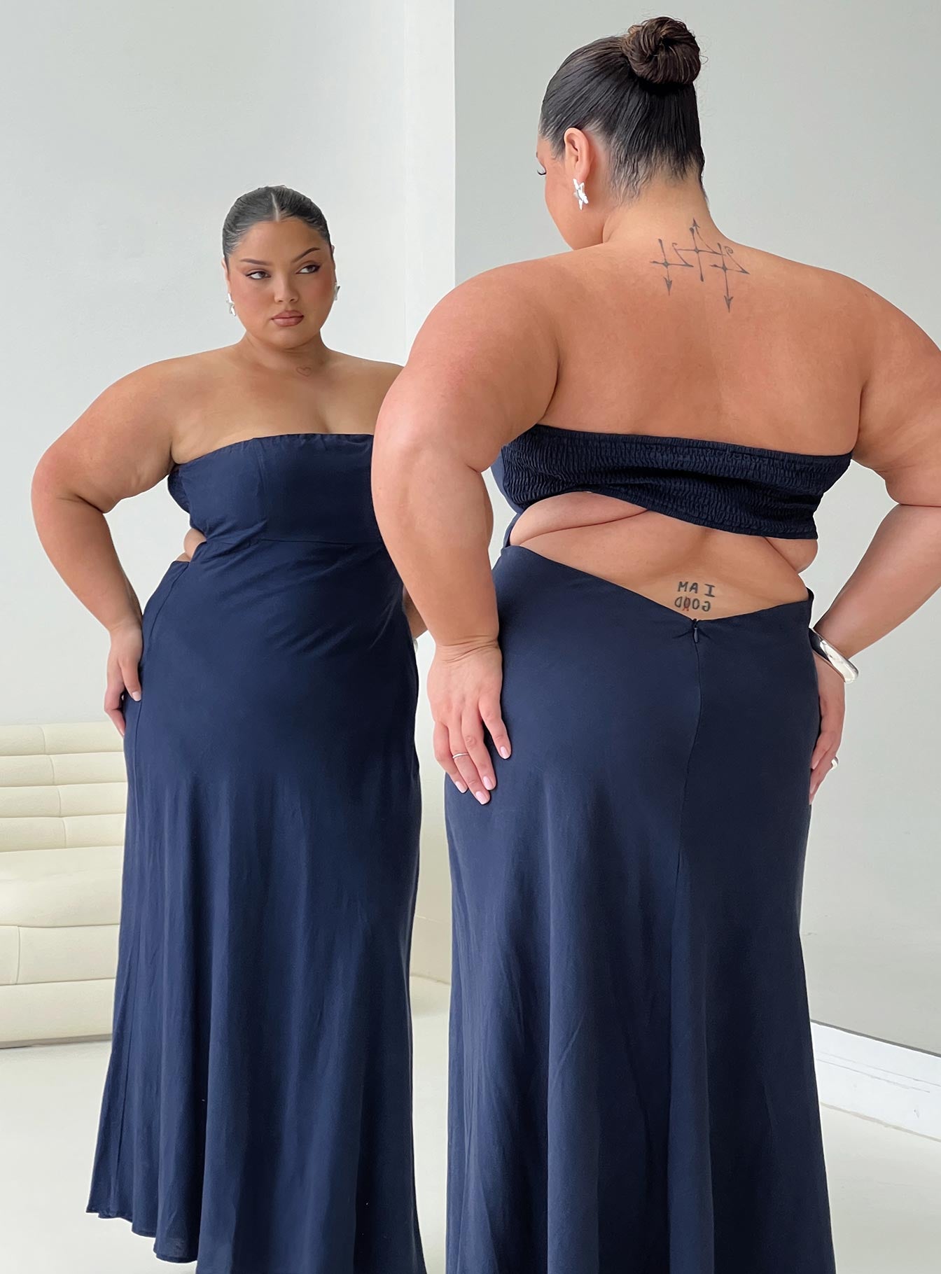 Yahir Strapless Maxi Dress Navy Curve Browse