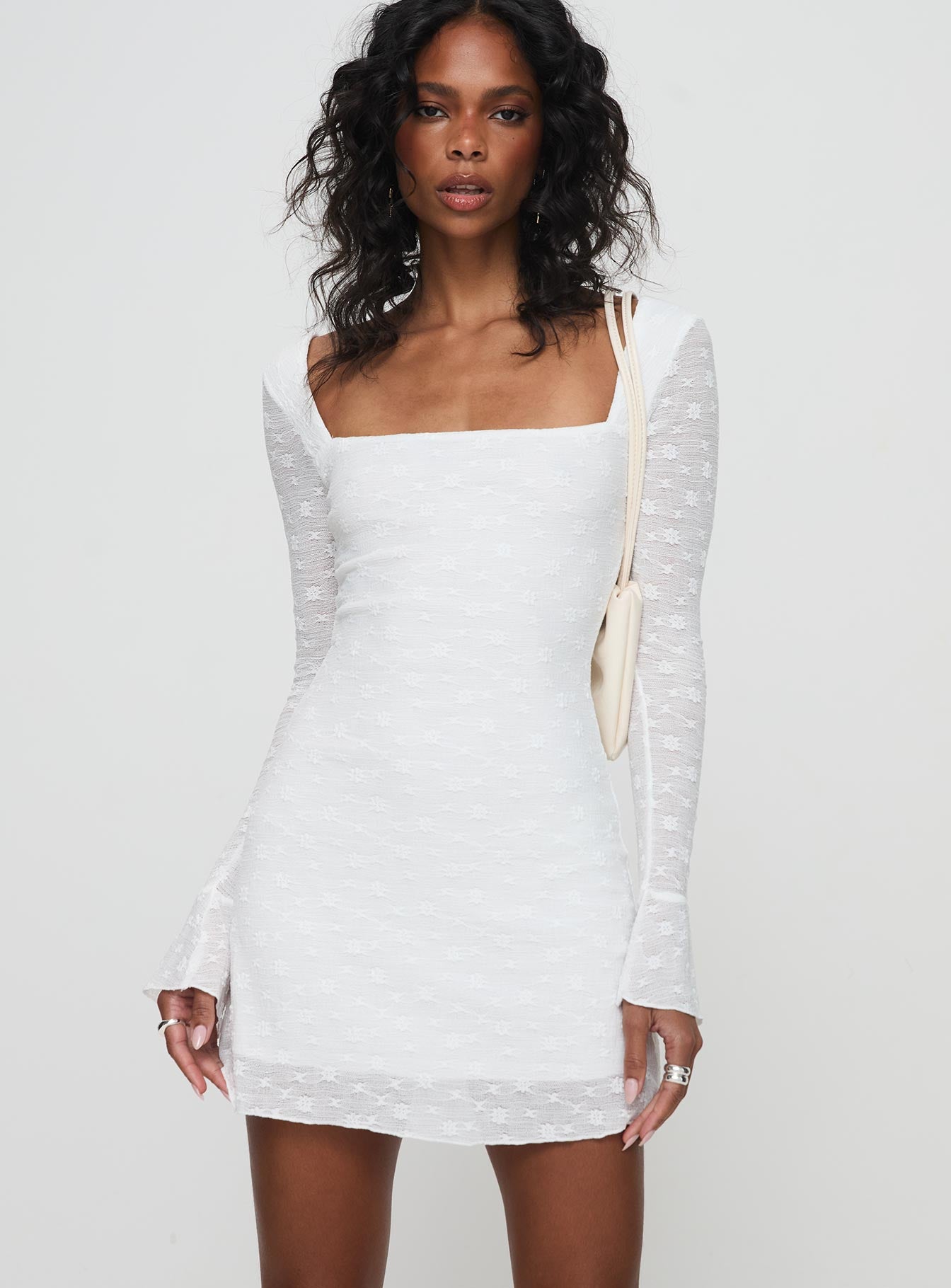 Lanchester Long Sleeve Mini Dress White Original Cheap Online