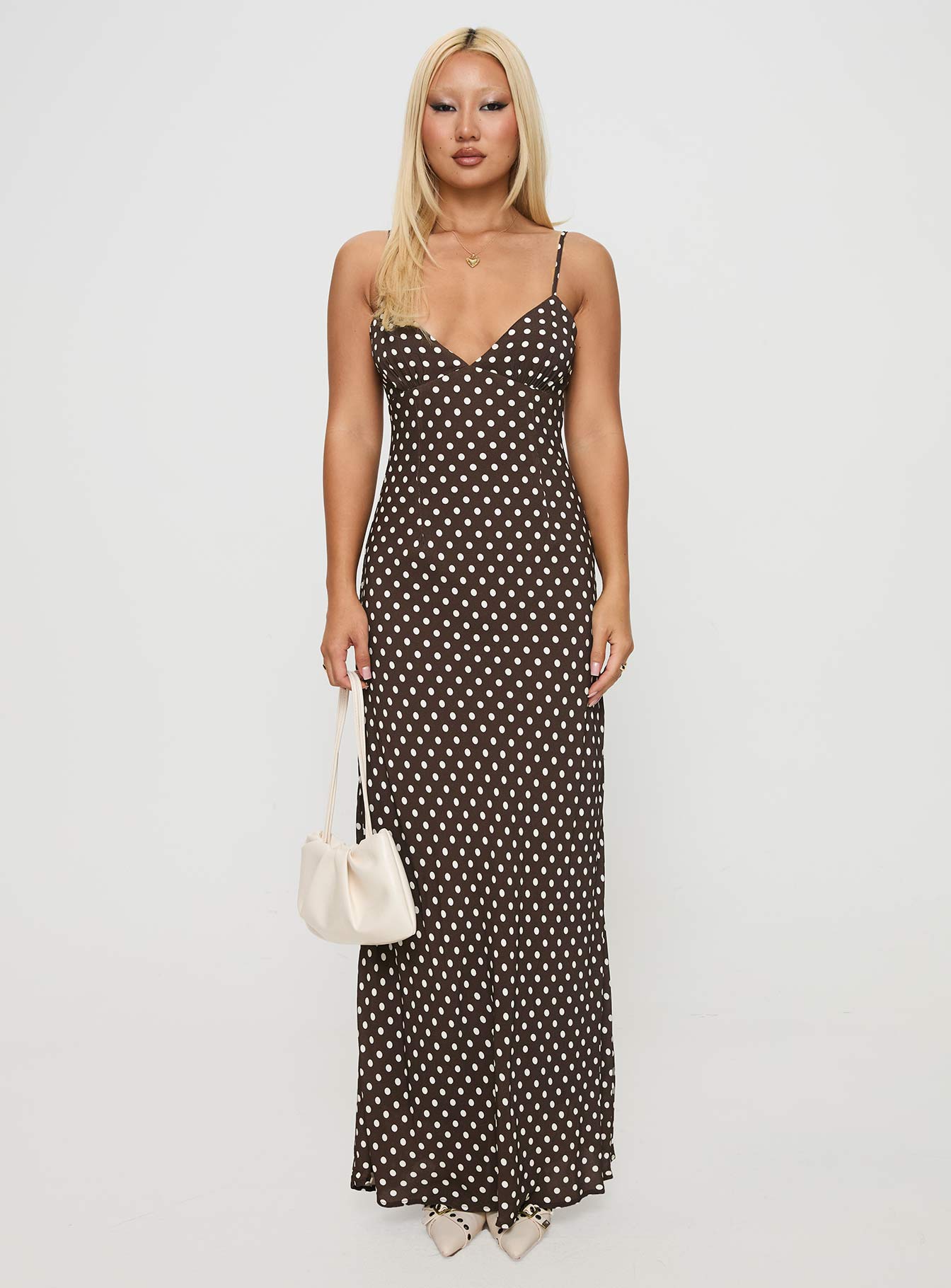 Jorjana Polka Maxi Dress Brown / White Outlet Best Sale