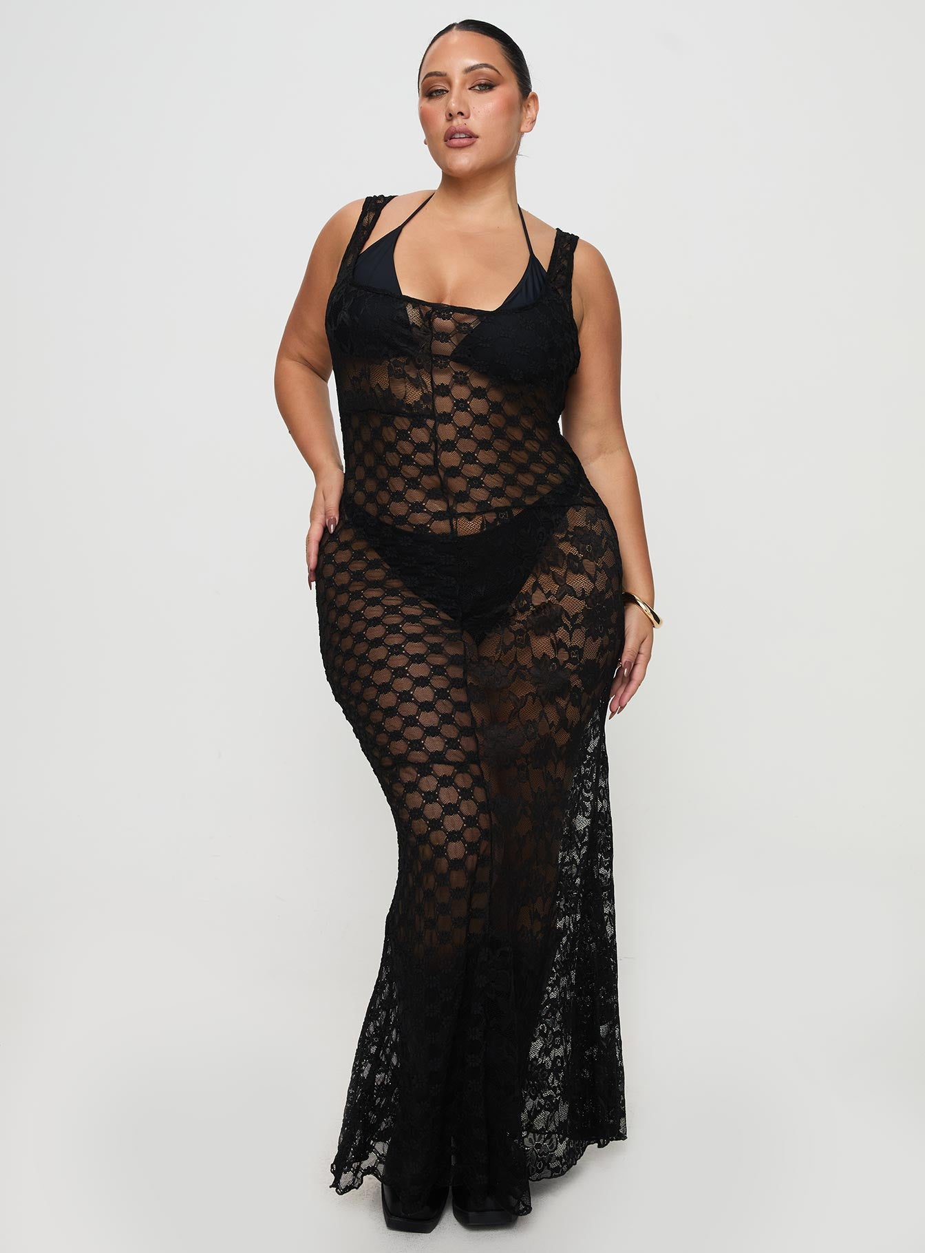 Zhara Lace Dress Black Curve Sale Sast