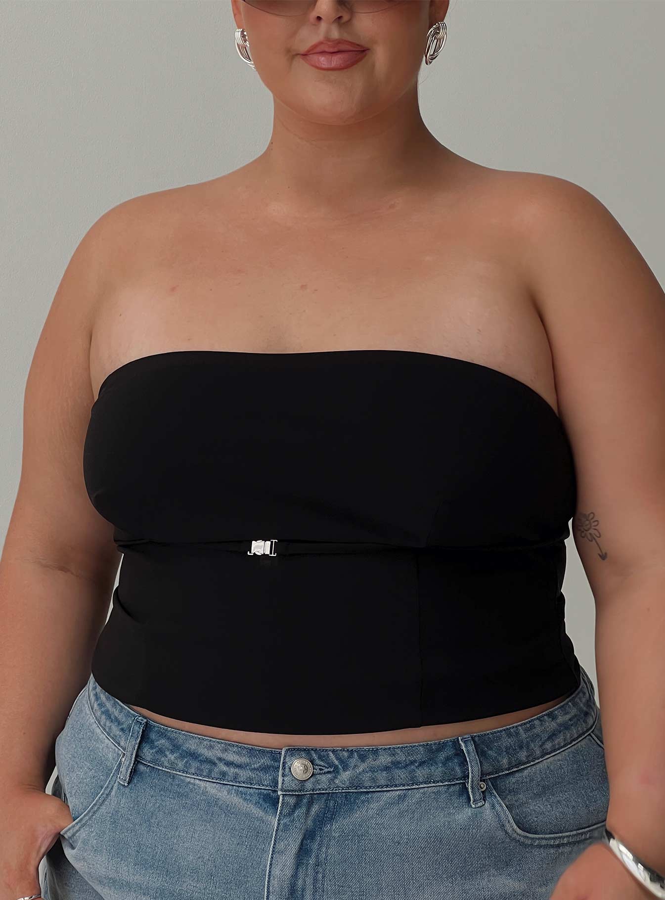 Flounce Strapless Top Black Curve Outlet Exclusive