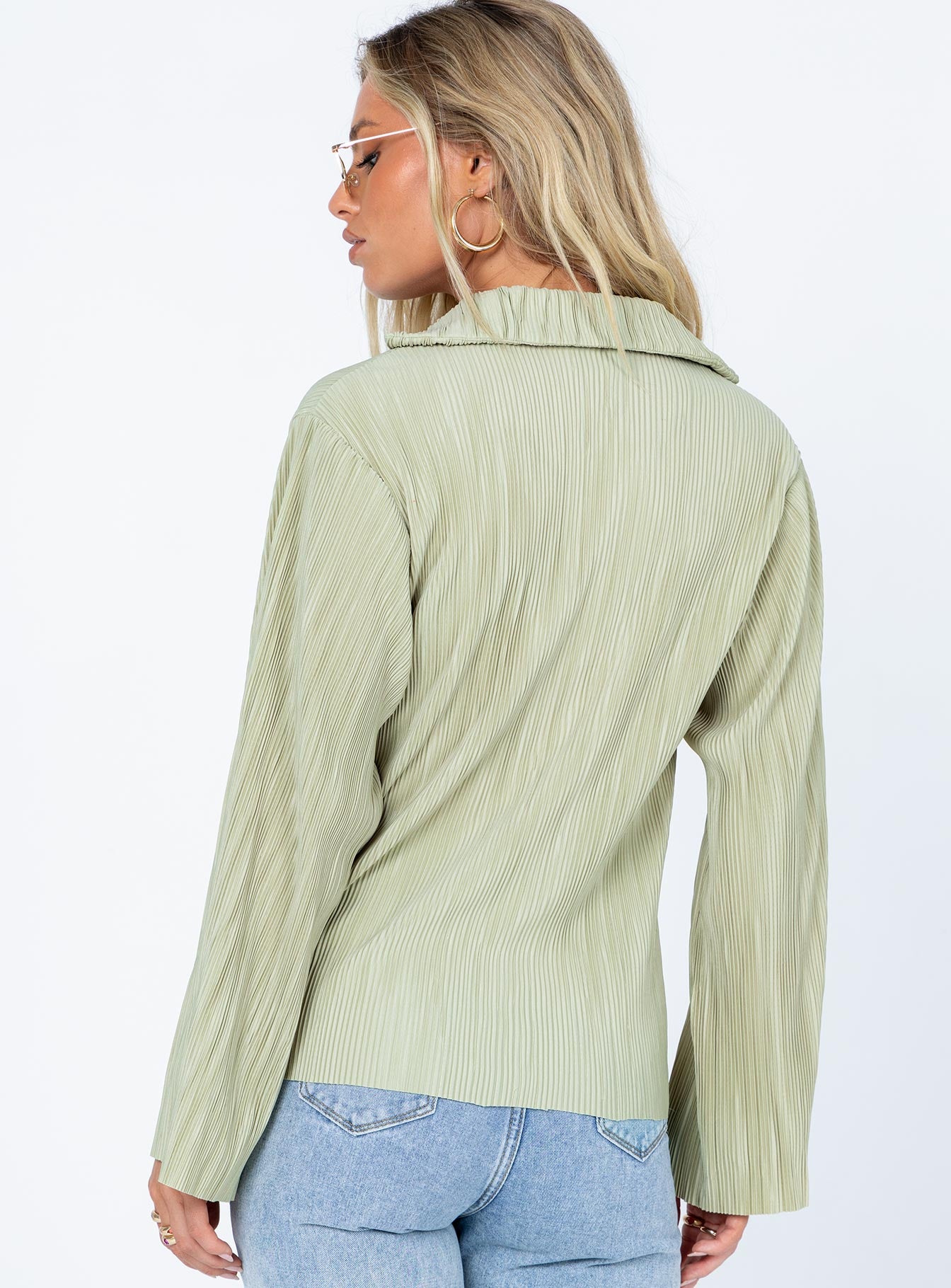 Louie Pleated Shirt Sage Ebay Cheap Pice