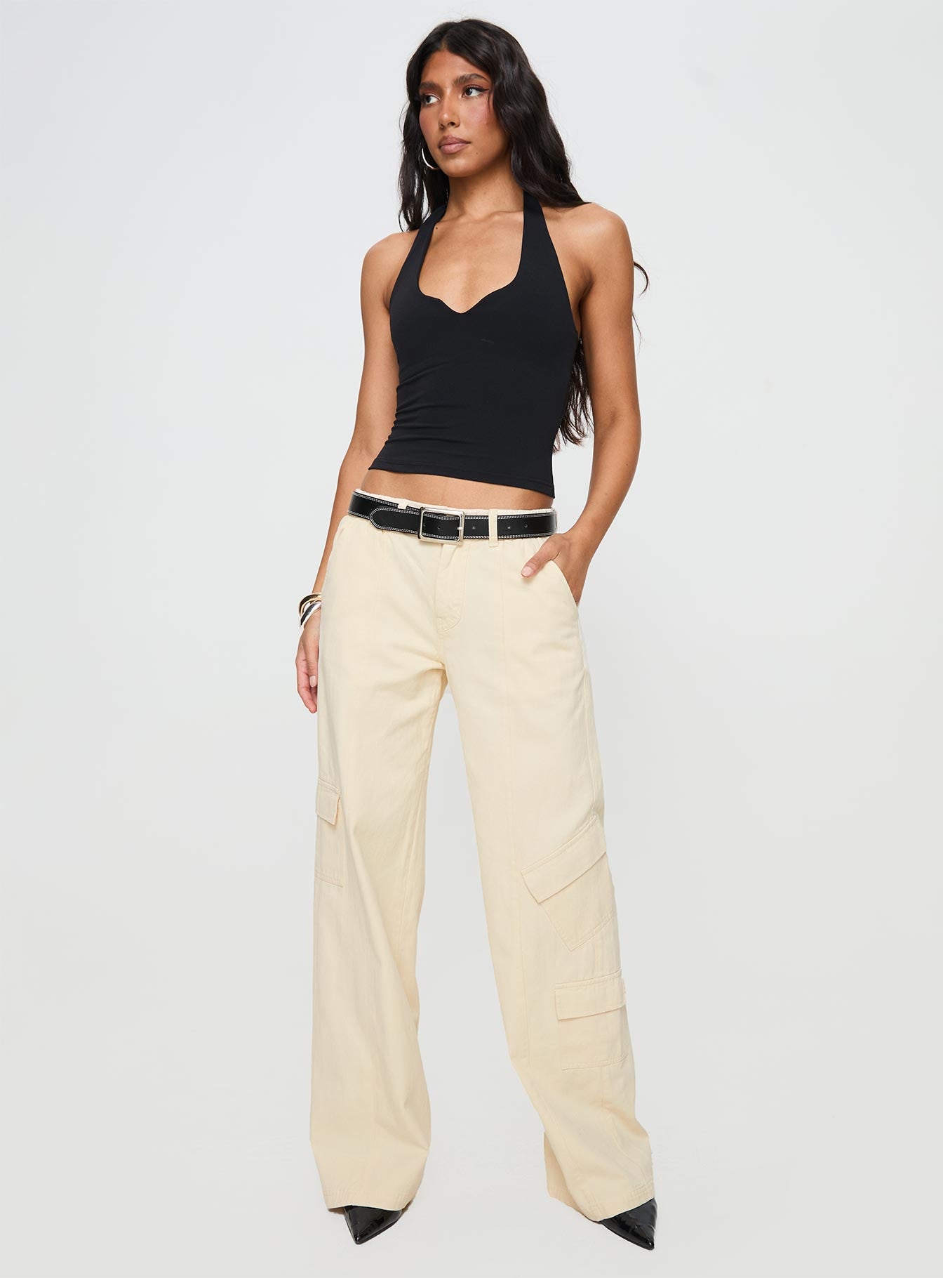 Chicker Mid Rise Pants Beige Sale Great Deals