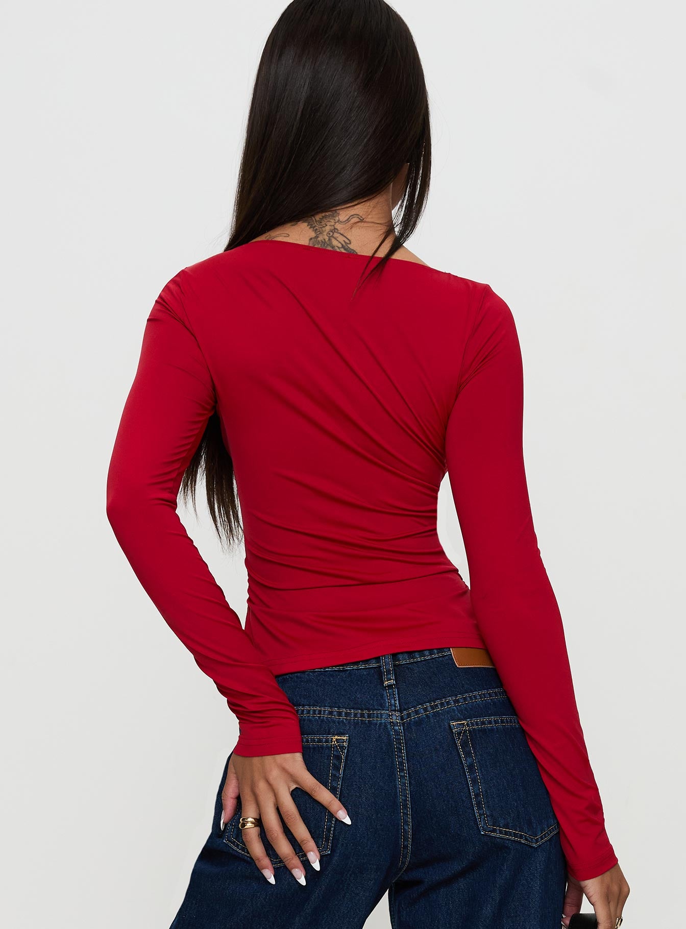 Keane Long Sleeve Top Red Cheap Sale Free Shipping