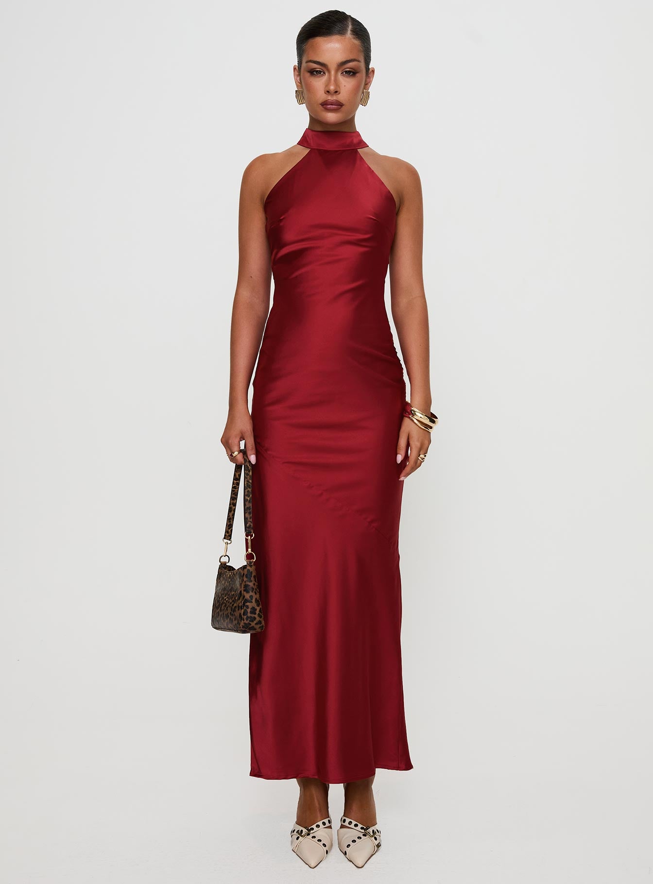 Mordecai Halter Maxi Dress Burgundy Clearance Explore