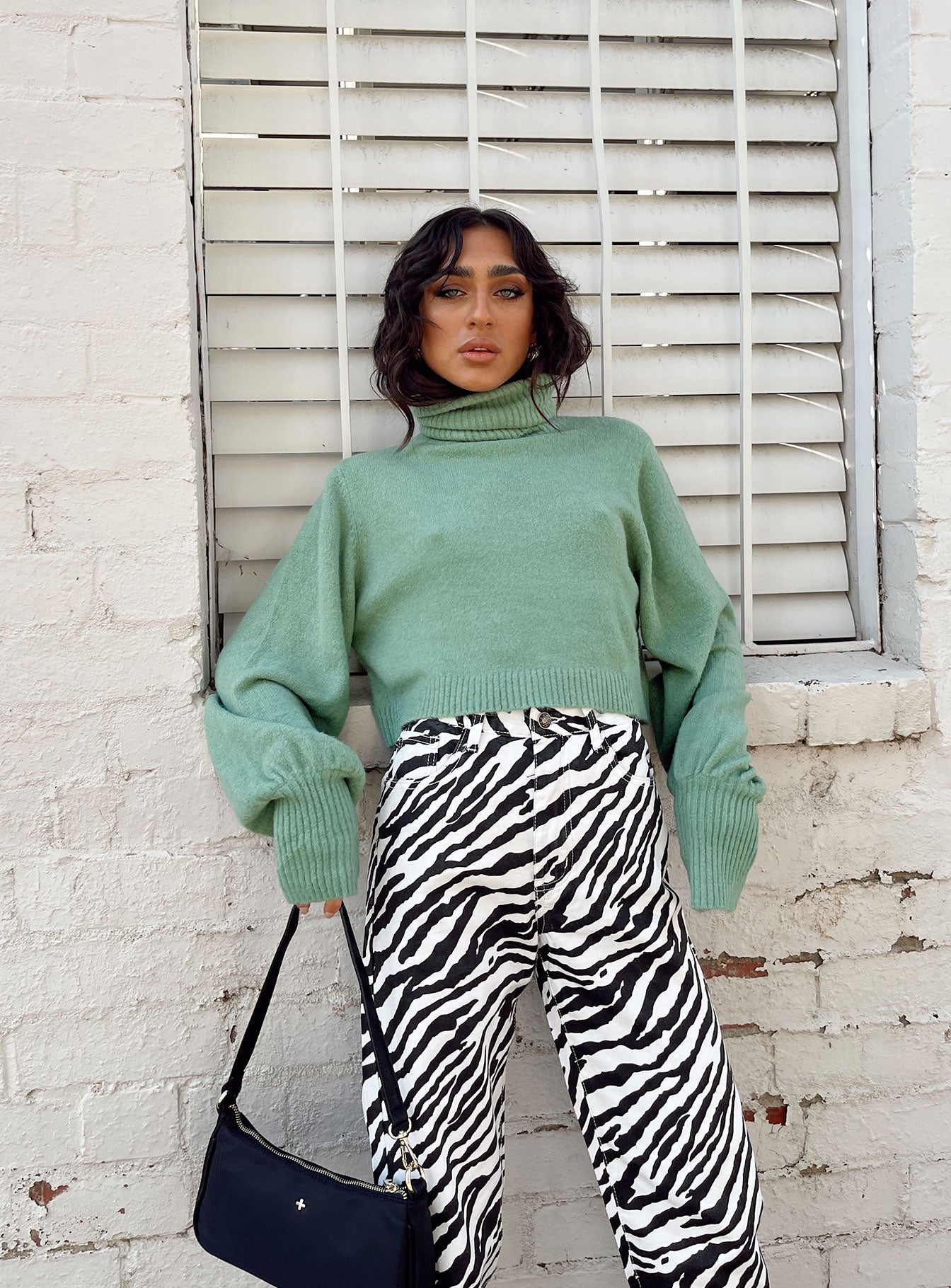 Zahara Cropped Turtleneck Sweater Green Petite Exclusive Online