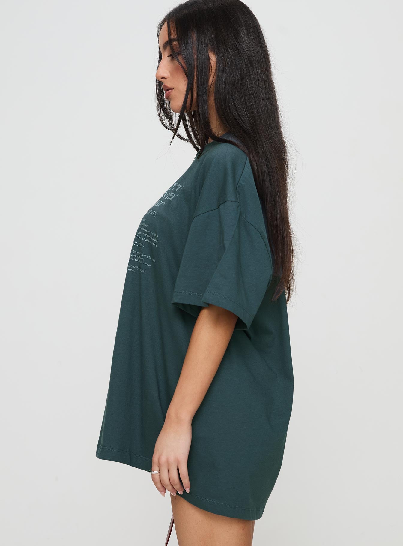 Sour Cherry Oversized Tee Moss Green Free Shipping For Sale